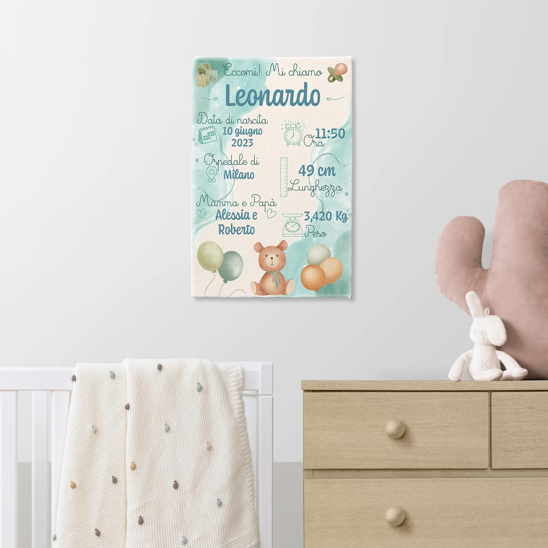Generico Quadretto Nascita Bimbo e Bimba | Tela per Nascita Neonato | Regalo bambini in Tela | Regalo personalizzato