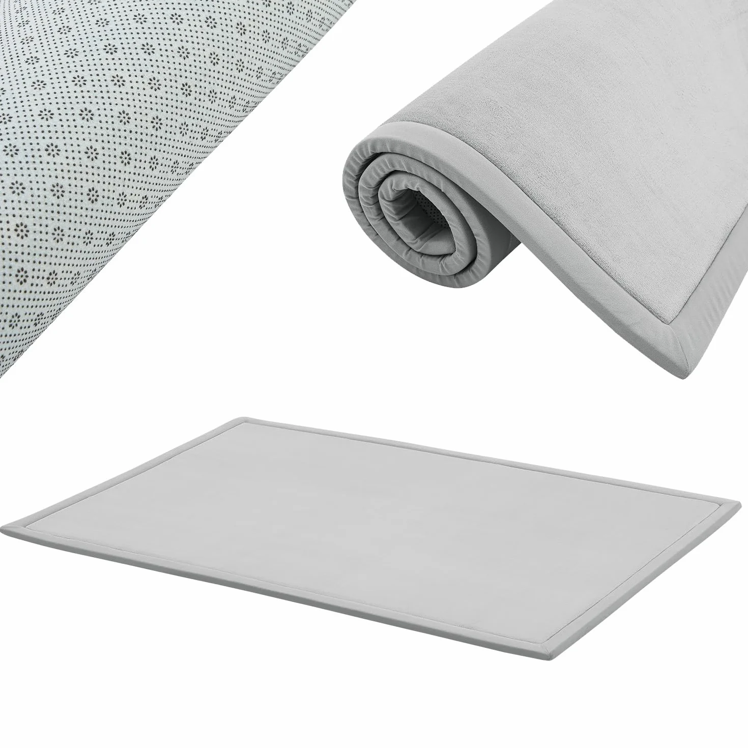 Juskys tappeto morbido e antiscivolo da 180x120 cm per gattonare, ideale per bambino, neonato, yoga – Grigio