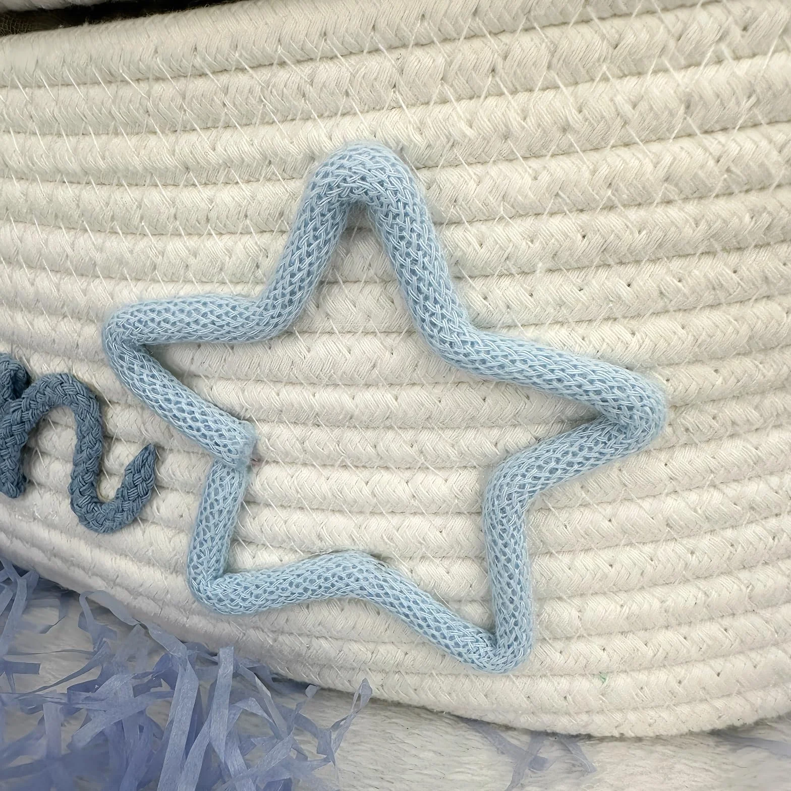 Cestino Intrecciato In Corda Di Cotone Personalizzato Con Nome per Neonato, Regalo Personalizzato per Battesimo Neonato, Contenitore per Pannolini, Contenitore Portaoggetti per Neonati(28cm x 16cm)