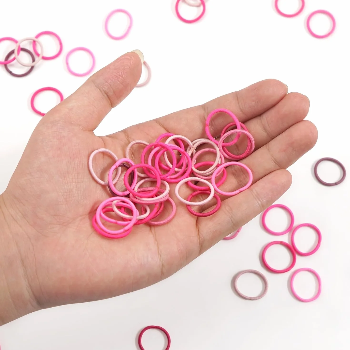 JOYOYO 360 elastici per capelli per bambini, elastici per capelli piccoli per bambine, bobine per capelli da 2 cm, accessori per capelli rosa per neonate