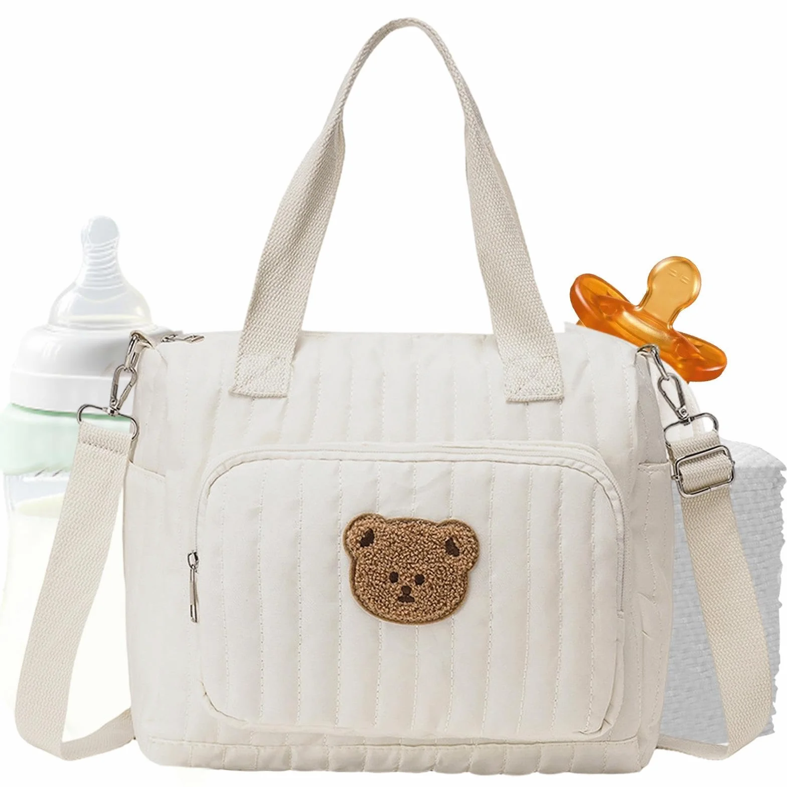 Borsa Da Ospedale Per Mamme, Comoda Da Trasportare, Materiale In Cotone Poliestere, Borsa Da Clinica, Mommy B-Ag, Design Con Orsetto Adorabile, Per Viaggi, Lavoro, Palestra, Scuola, Ospedale, Spiaggia
