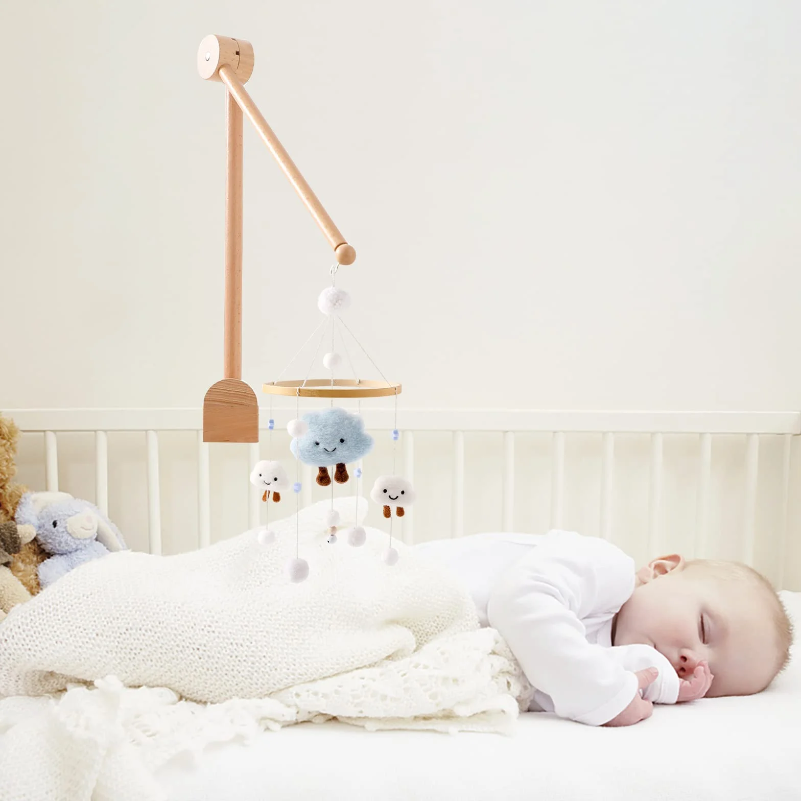 Baby Mobile Holder In Legno Lettino Del Bambino, Fasciatoio 360° Rotabile Altezza Regolabile Del Bambino Mobile Holder Rack Rod Per Appendere Music Box Windshield Bed Bell