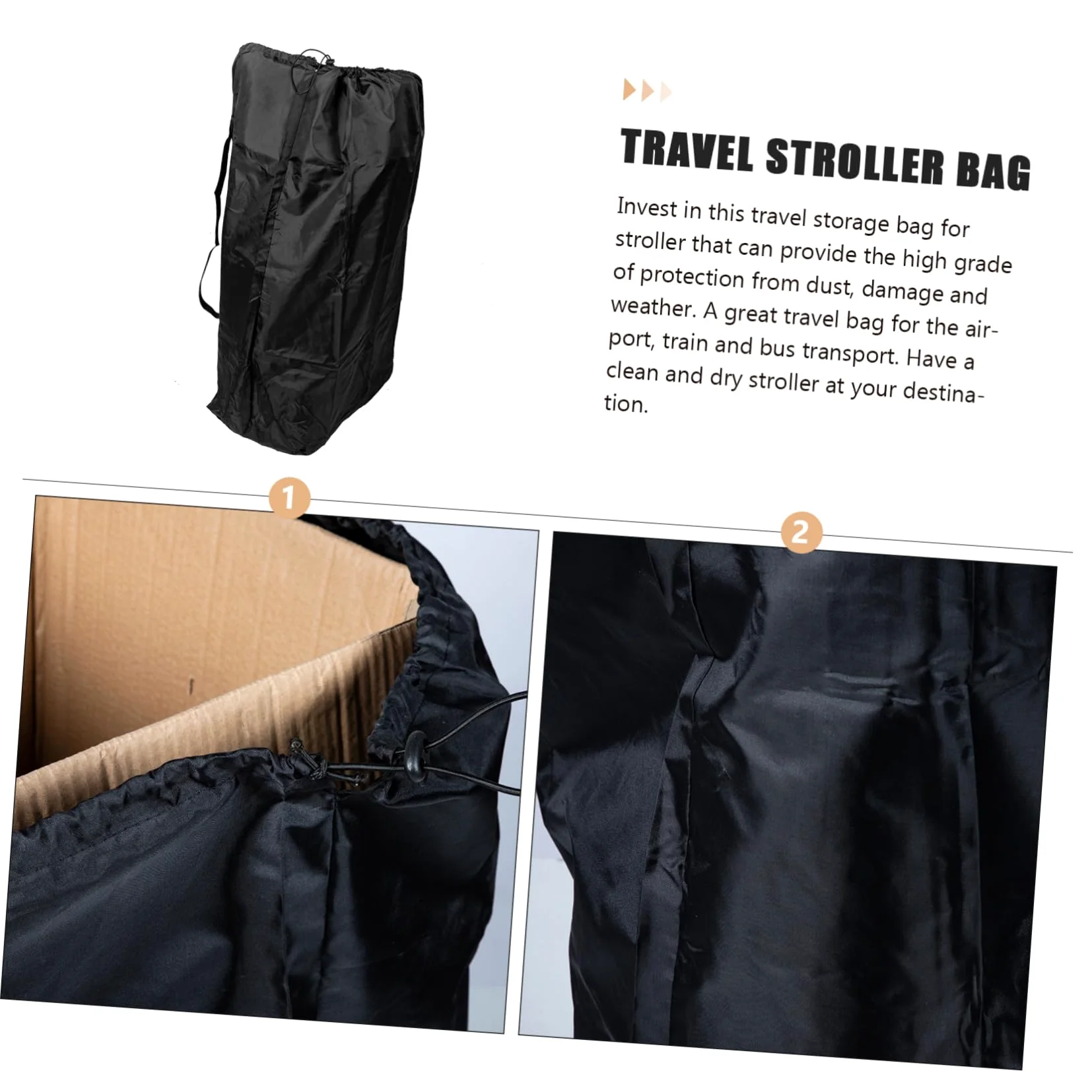 Levemolo Borsa da Viaggio per Passeggino, Organizer Leggero per Aereo | Nylon Nero, Due Tracolle e Chiusura Coulisse Bloccabile, per Tragitti Lunghi e Custodia Sicura