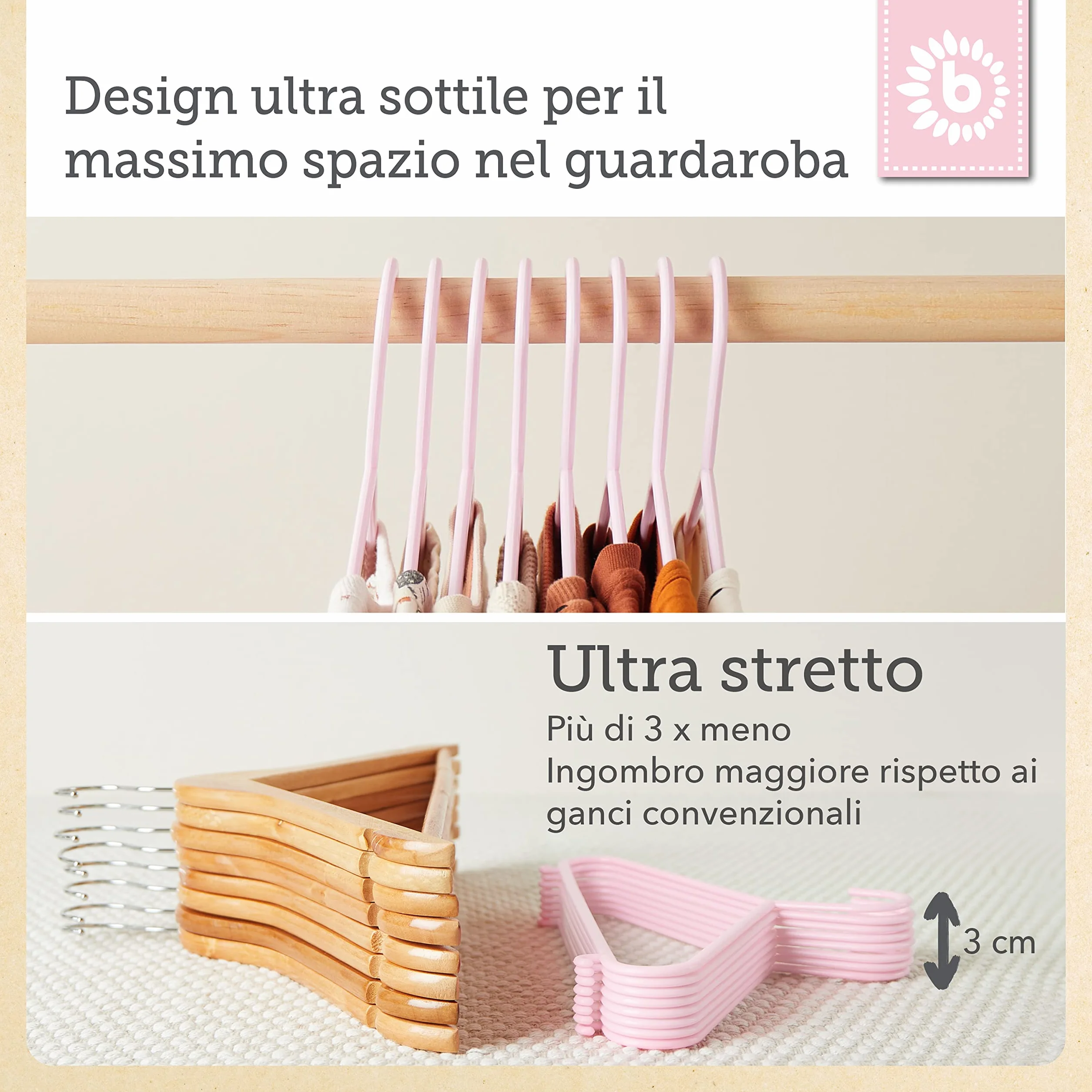 grucce appendiabiti bieco bambino del bambino del bambino gancio ganci di plastica per la conservazione guardaroba lunghezza armadietto 29,5 centimetri, 16 pezzi, colore rosa, piccolo, ARTN 90.016.141