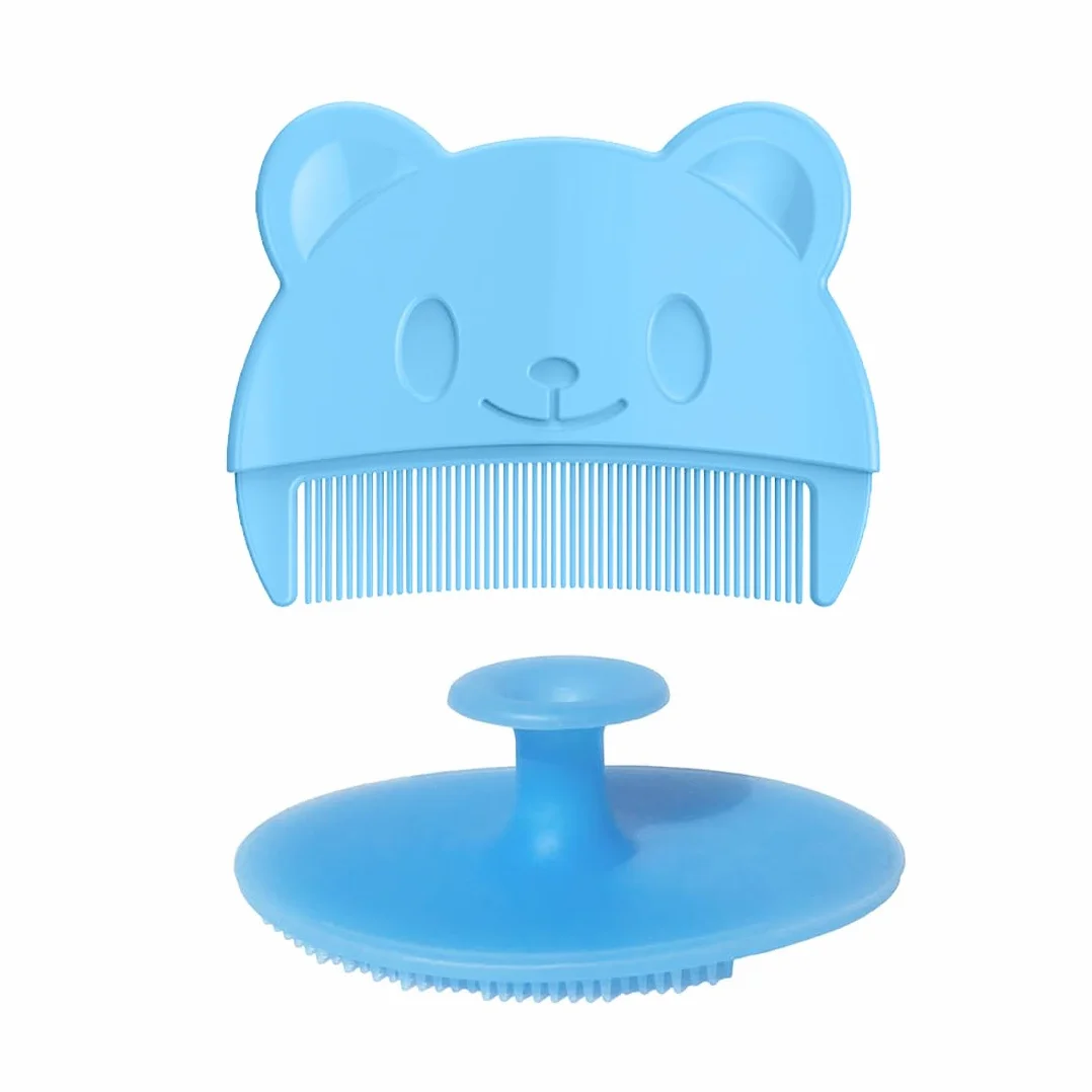 SGERUFZ 2 Pezzi Spazzola da Bagno per Neonati, Morbida e Pettine per Crosta Lattea, Spazzola Massaggio in Silicone per Bambini, Adatto a Bambini, per un Confortevole Massaggio del Cuoio Capelluto
