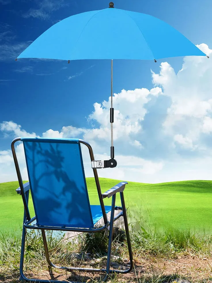 BEIJIALY Ombrello per Sedia Regolabile con Morsetto Universale, Ombrello per Passeggino, Parasole Anti-UV per Passeggino Ombrellone per Ombrellone, Ombrellone per Sedia da Spiaggia con Protezione UV P