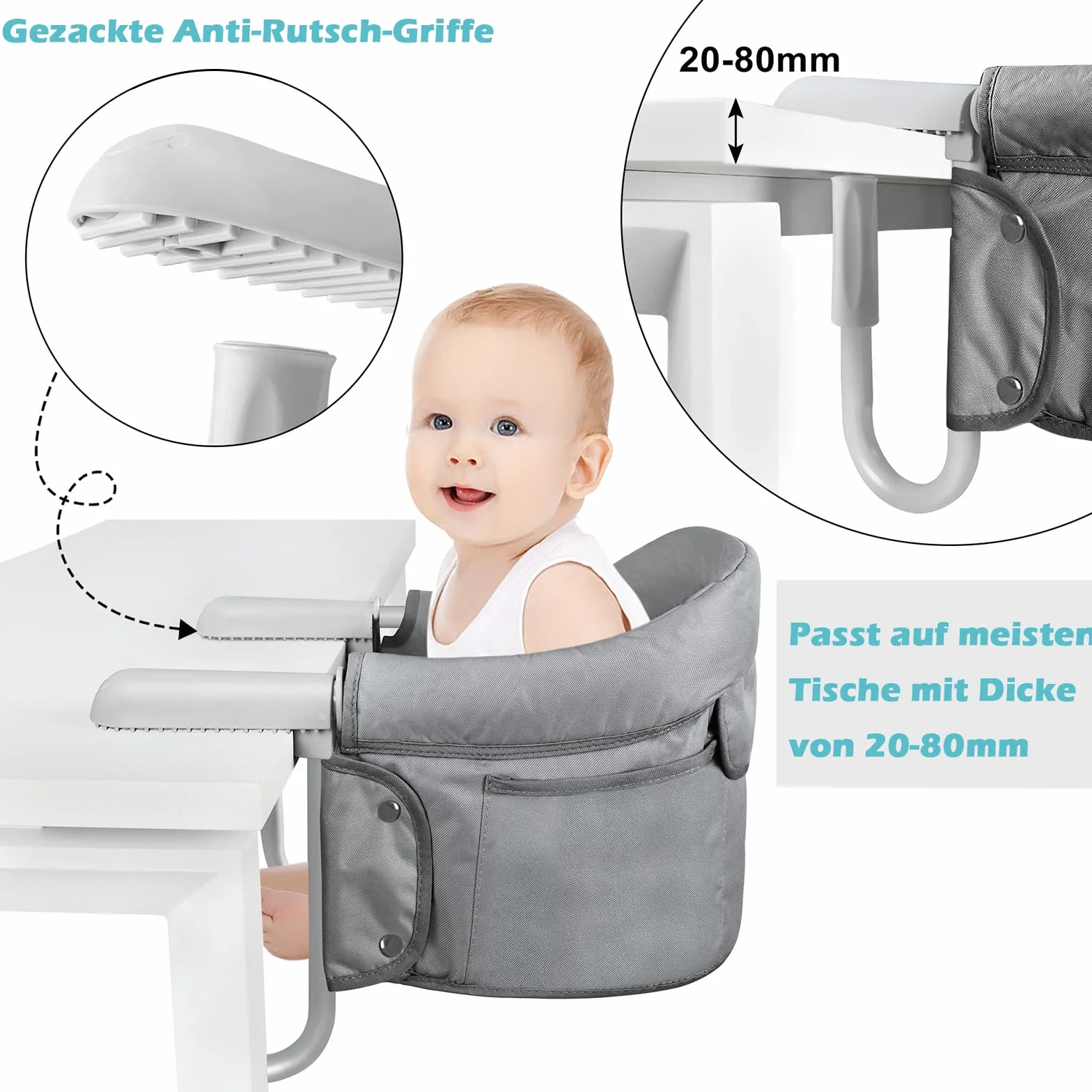 Seggiolone per bebè, seggiolino da tavolo portatile con borsa per il trasporto, sollevatore per sedia da tavolo, sicurezza sedia pieghevole, ideale per casa e in viaggio.