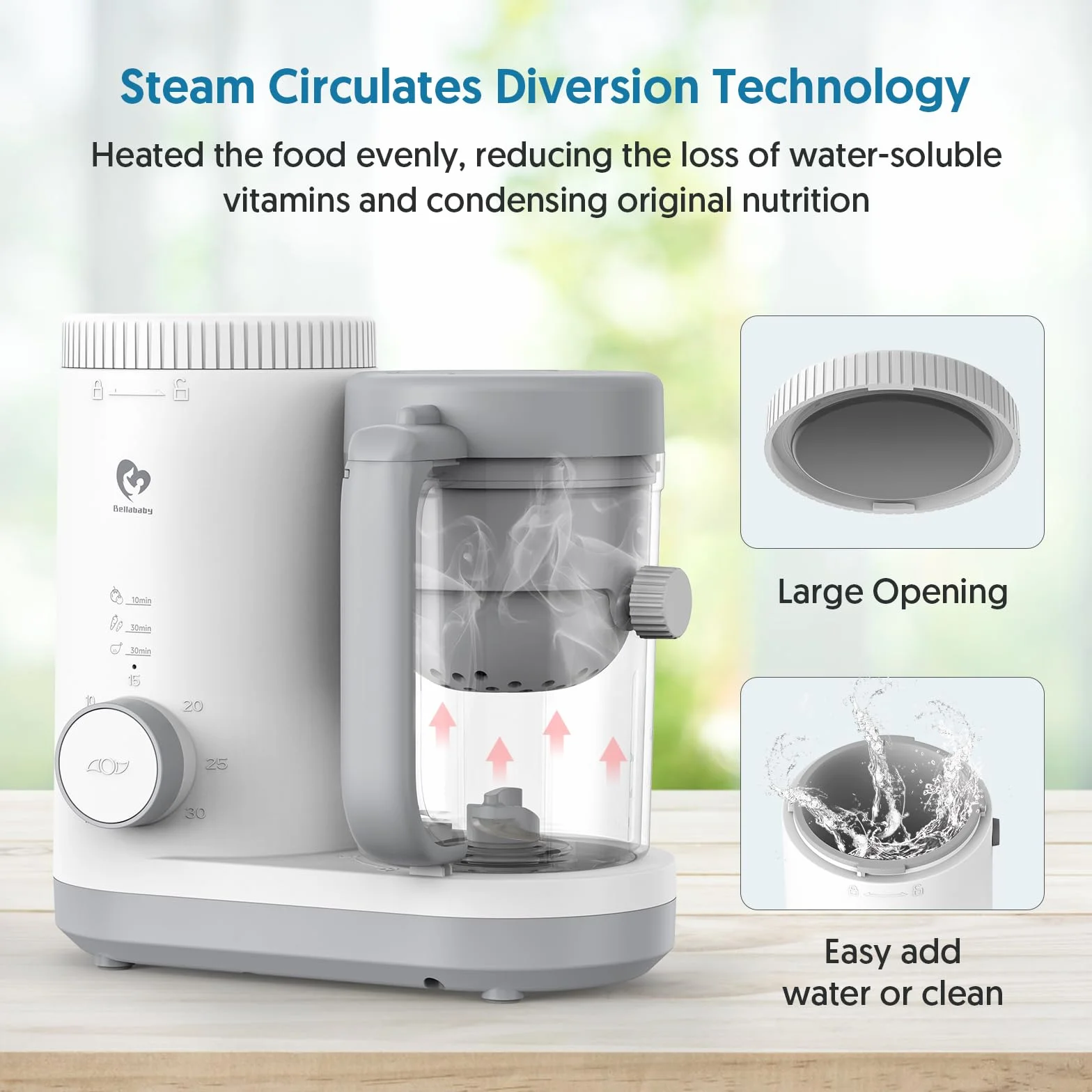 Cuocipappa Mixer Multifunzione Omogeneizzatore Cuoci Pappa per Neonati con Cestello per Vapore Reversibile,Funzionamento Semplice con un Solo Pulsante