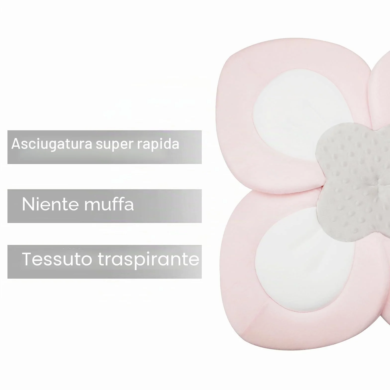PandaEar Pad da Bagno per Bambini Neonati | Petali di Fiore Morbidi per Vasca da Bagno, Regalo Essenziale per la Doccia (Rosa)