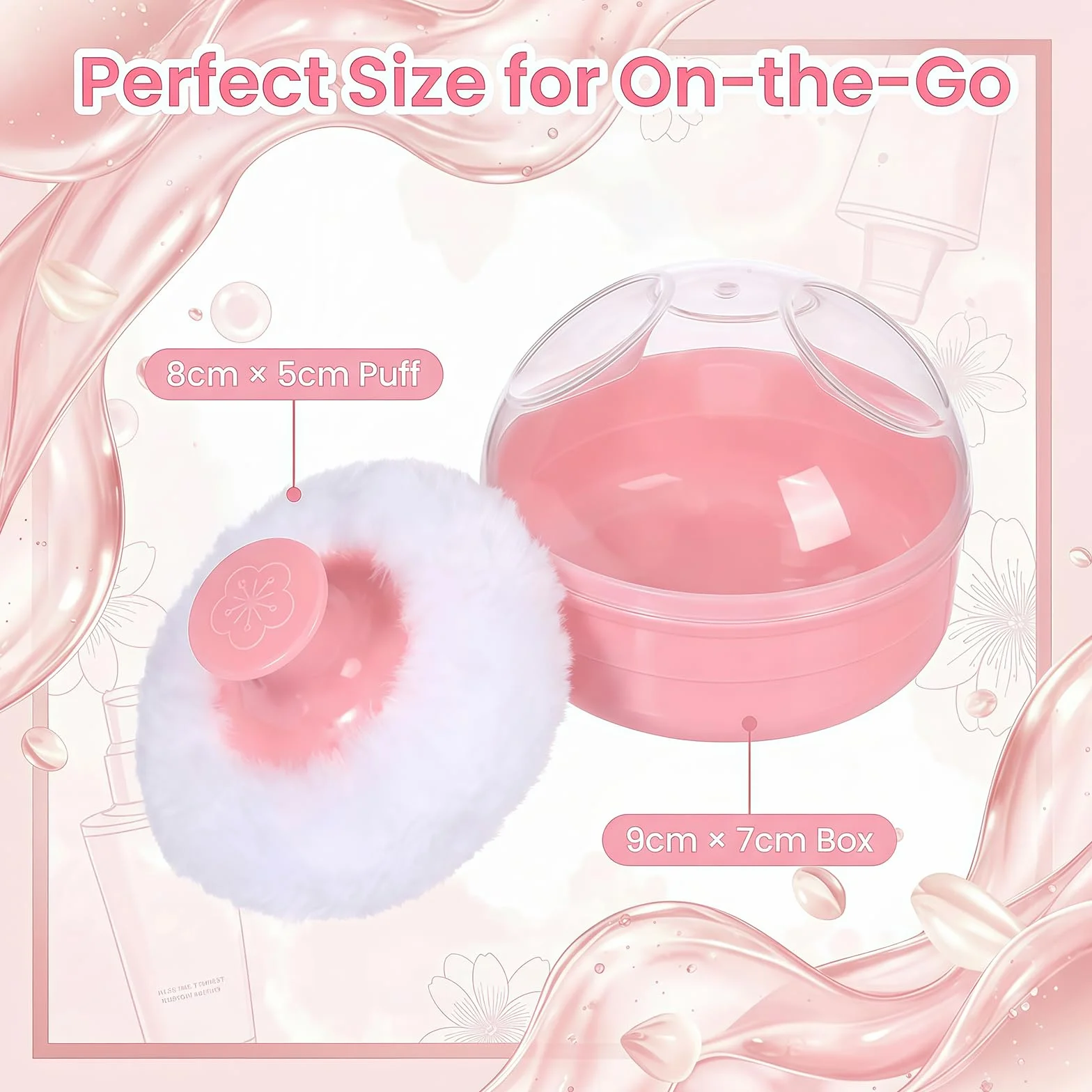 2PCS (blu + rosa) di plastica per la cura della pelle del bambino dopo lo sciolto caso polvere in polvere per il corpo fronte talco contenitore stoccaggio trucco con soffio di spugna morbida