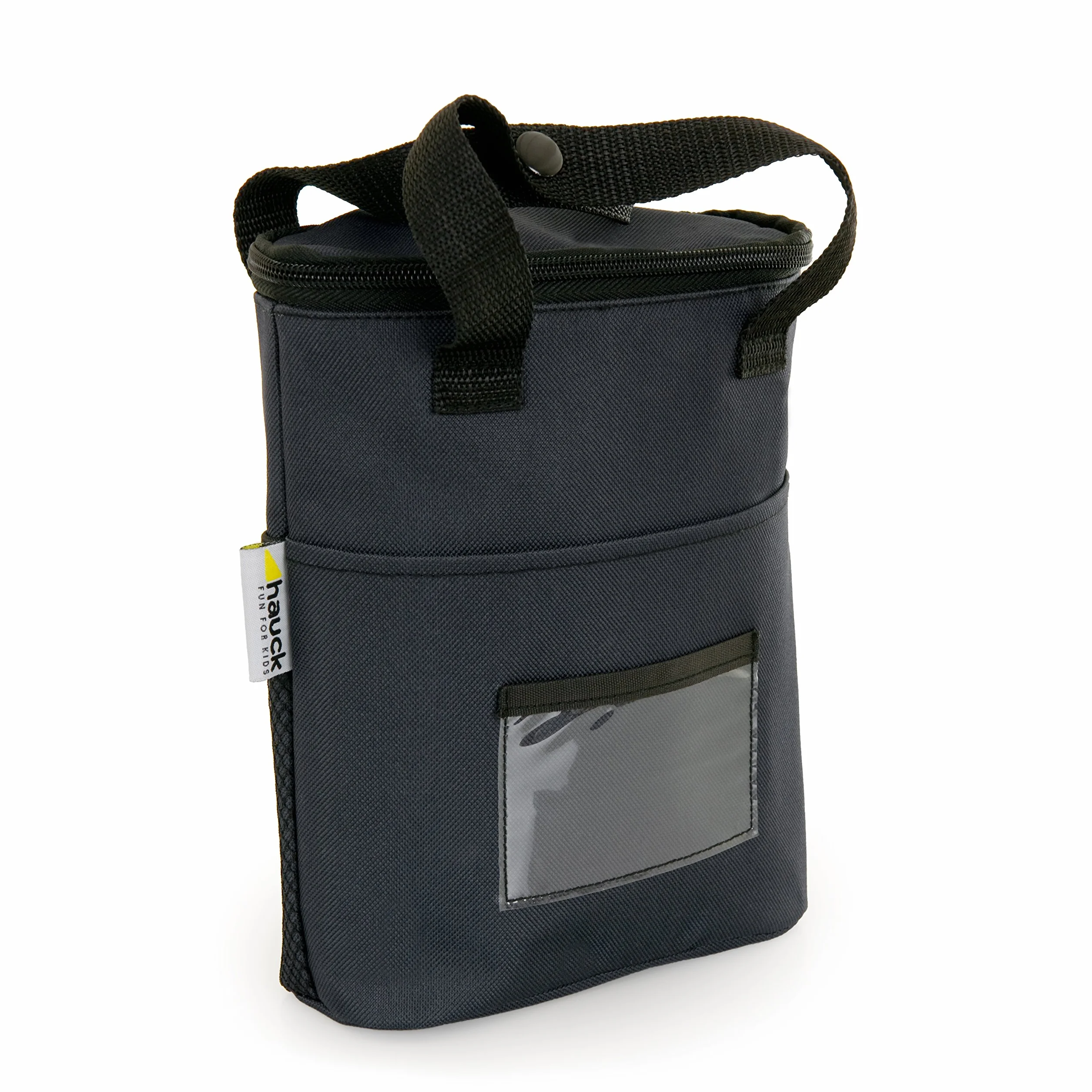 hauck Refresh Me 2, Nero - Borsa Termica Biberon e Bottiglie, Custodia Doppia 10 x 19 x 23 cm, Isolata per Caldo e Freddo, con Tasca Rete e Gancio per Passeggino, Accessorio Neonato da Viaggio