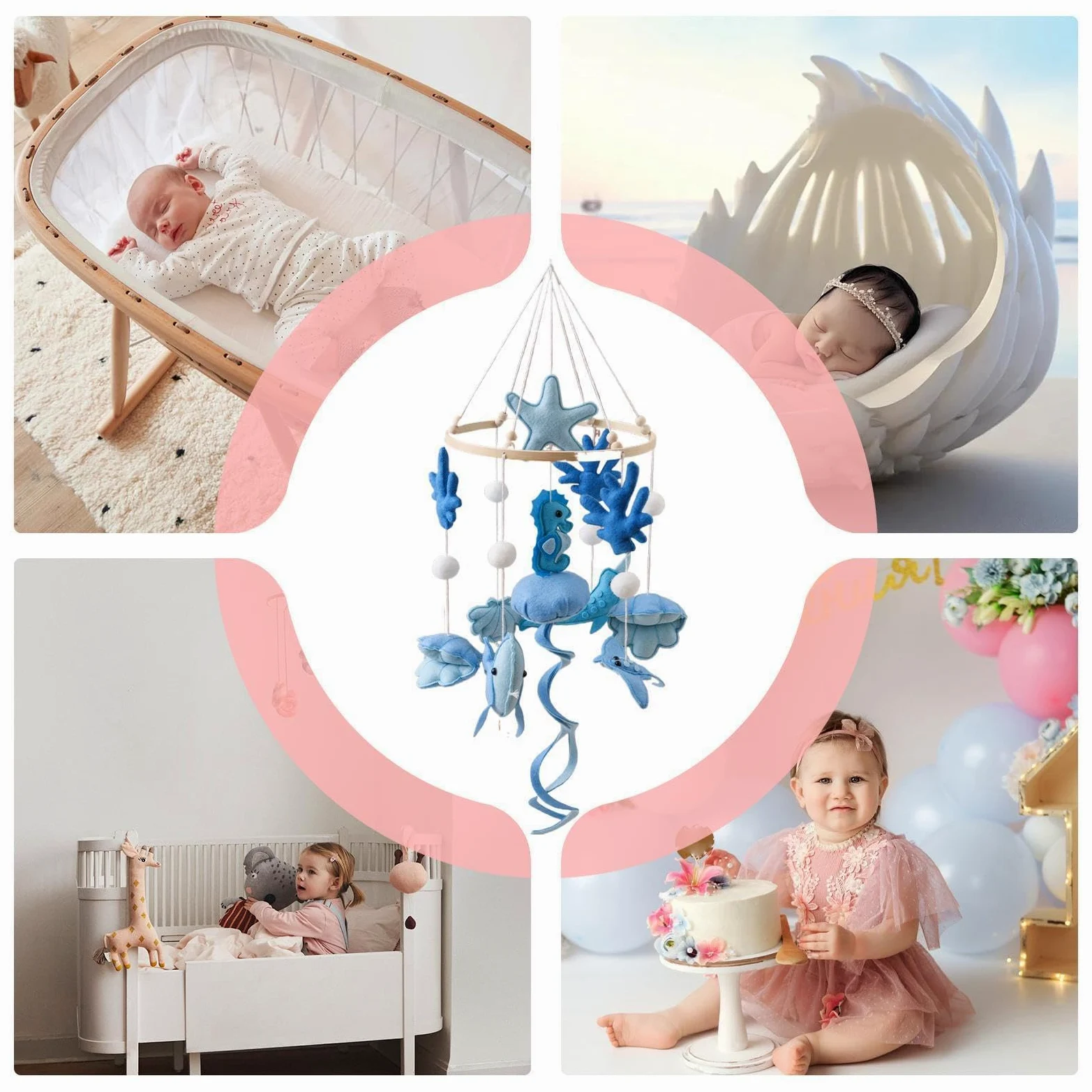 Mobile per lettino, da appendere, ausilio rilassante per addormentarsi con | Mobile a culla fatto a mano per la cameretta dei bambini, genitori appena sfornati, box, passeggino, oggetti di scena