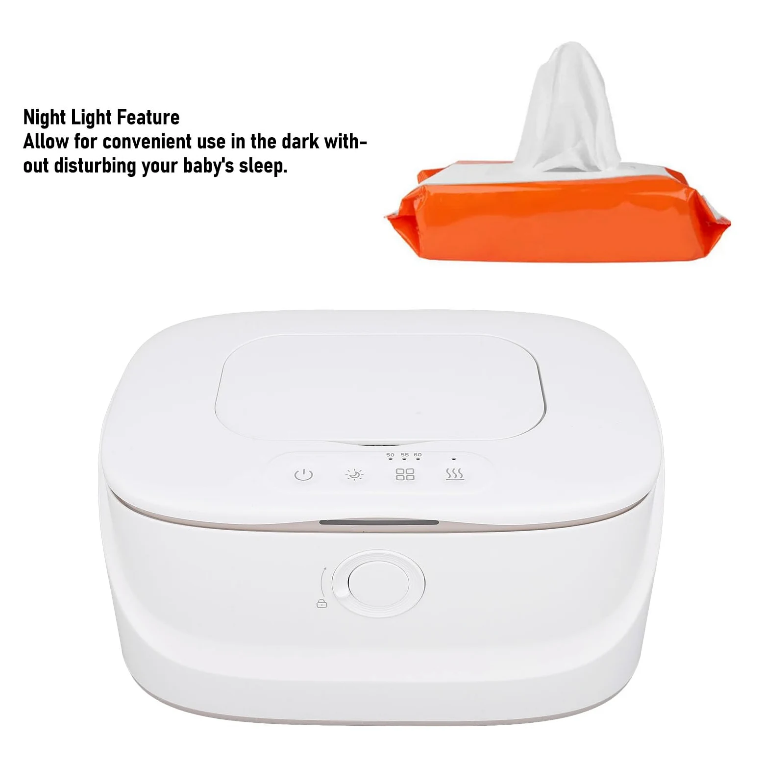 Scaldasalviette per Bambini Dispenser Riscaldatore di Grande capacità a Temperatura Regolabile per Luce Notturna per Bambini; Materiale robusto: PP [Camera dei ] (WHITE)