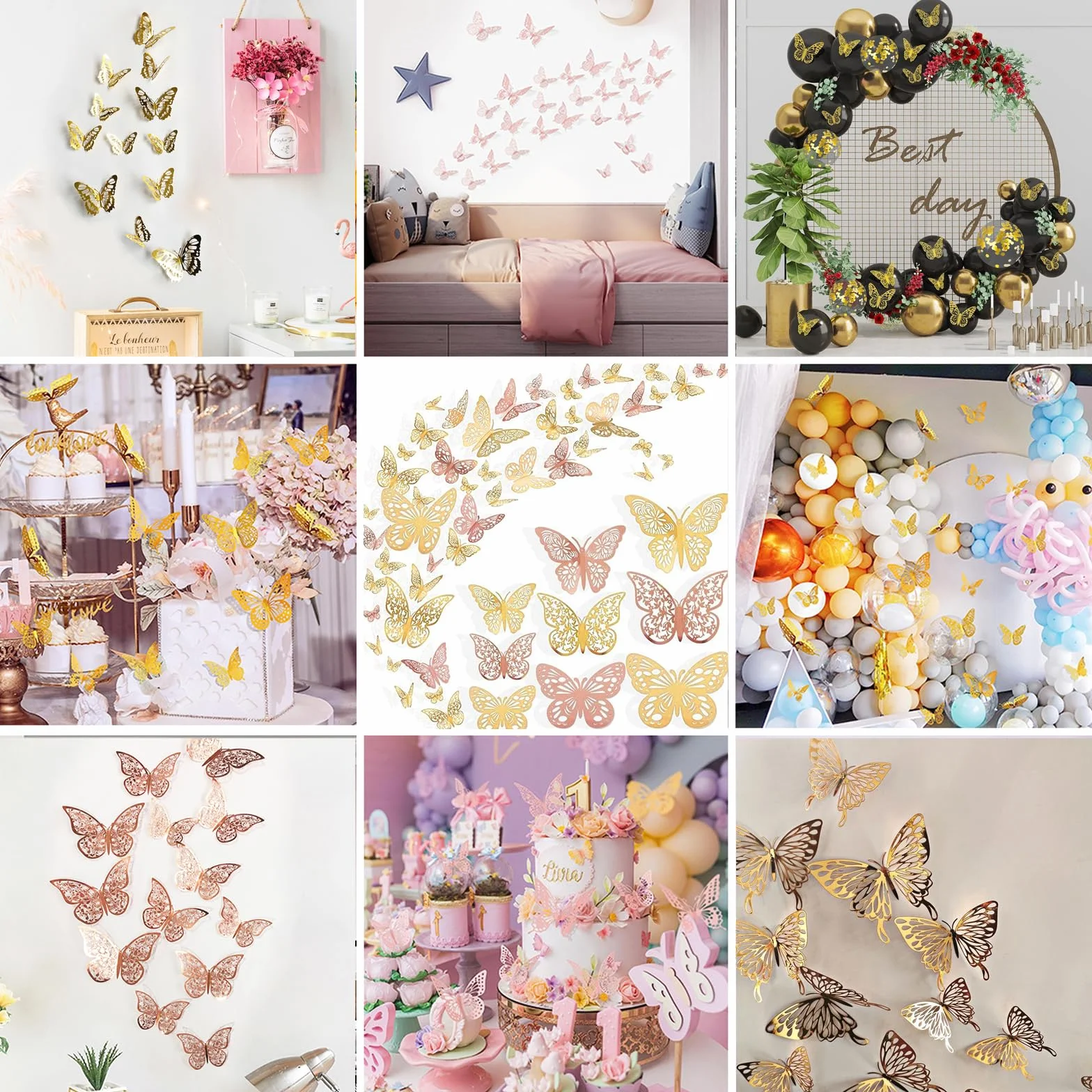 72 Pezzi Adesivi Murali a Forma di Farfalla, Decorazione da Parete a Farfalla, Decorazioni da Parete Creative, Adesivo Muro Decorativo, per Della Stanza, Matrimoni, Casa, Feste di Compleanno