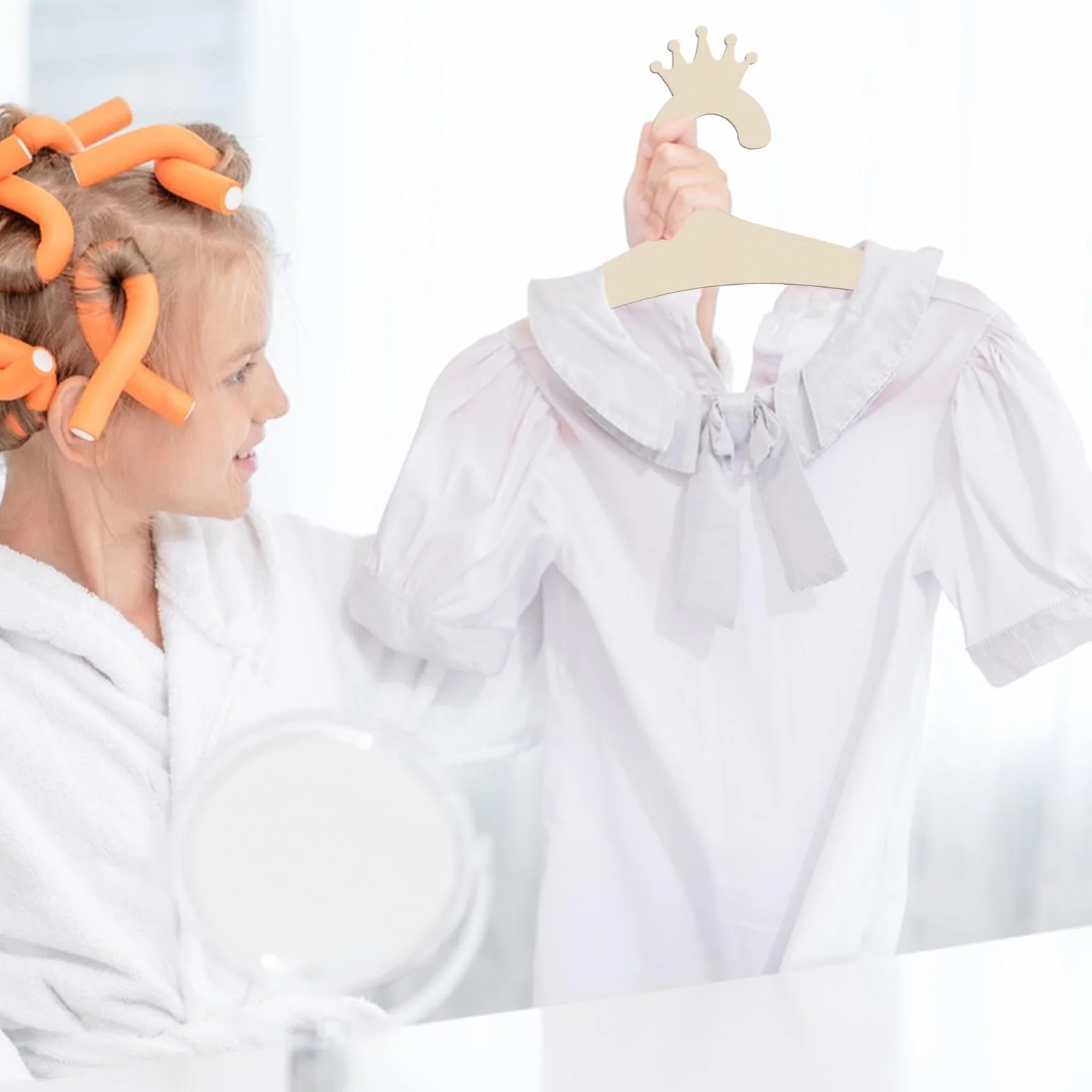 10 Pezzi Appendini in Legno per Bambini,Scaffale per Vestiti Antiscivolo Durevole,Grucce Neonato,Regalo per il Nuovo Bambino (Legno)