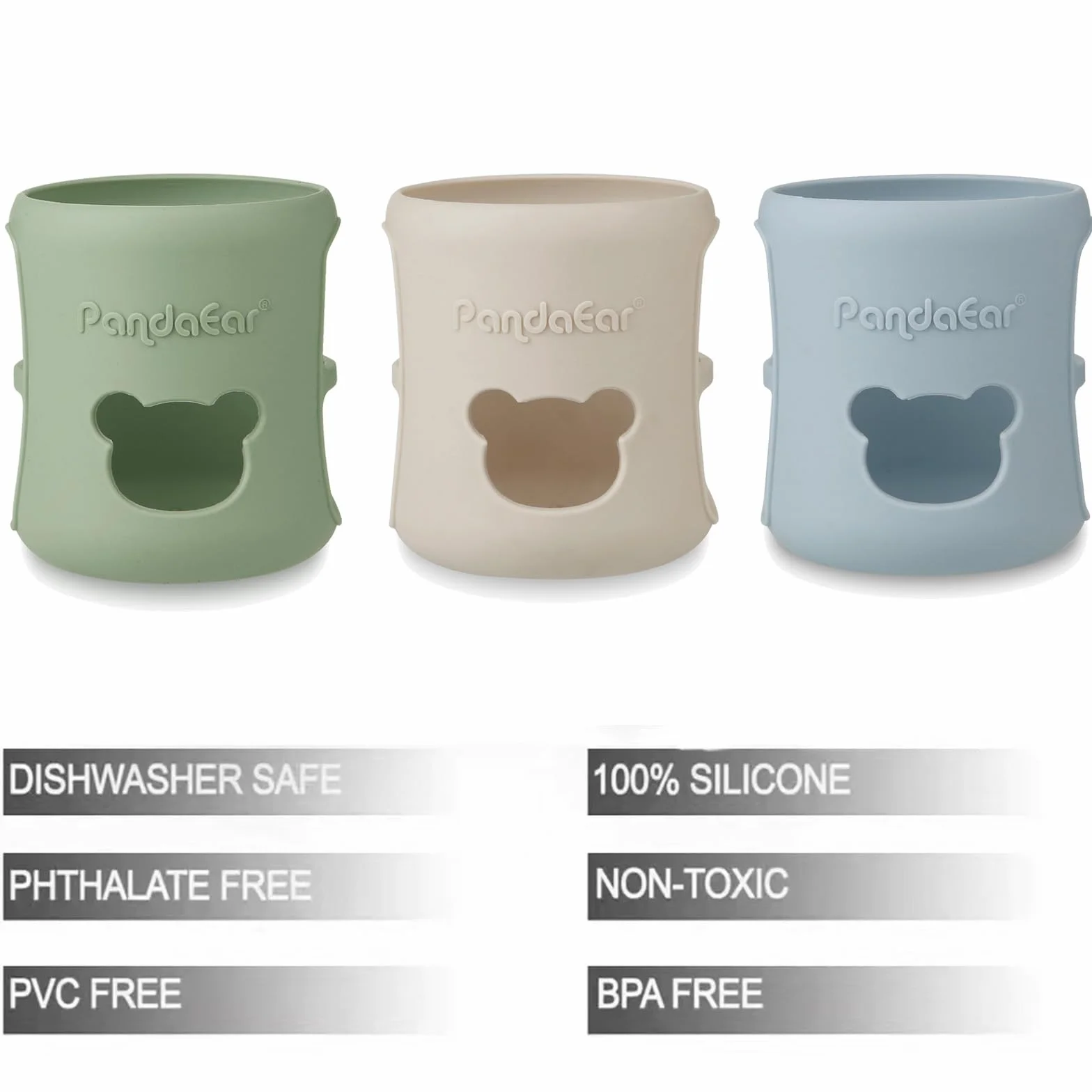 PandaEar Set Da 3 Manicotti In Silicone Per Biberon In Vetro Philips Avent Natural Da 120 ml, Antiurto E Resistenti Al Calore, Senza BPA