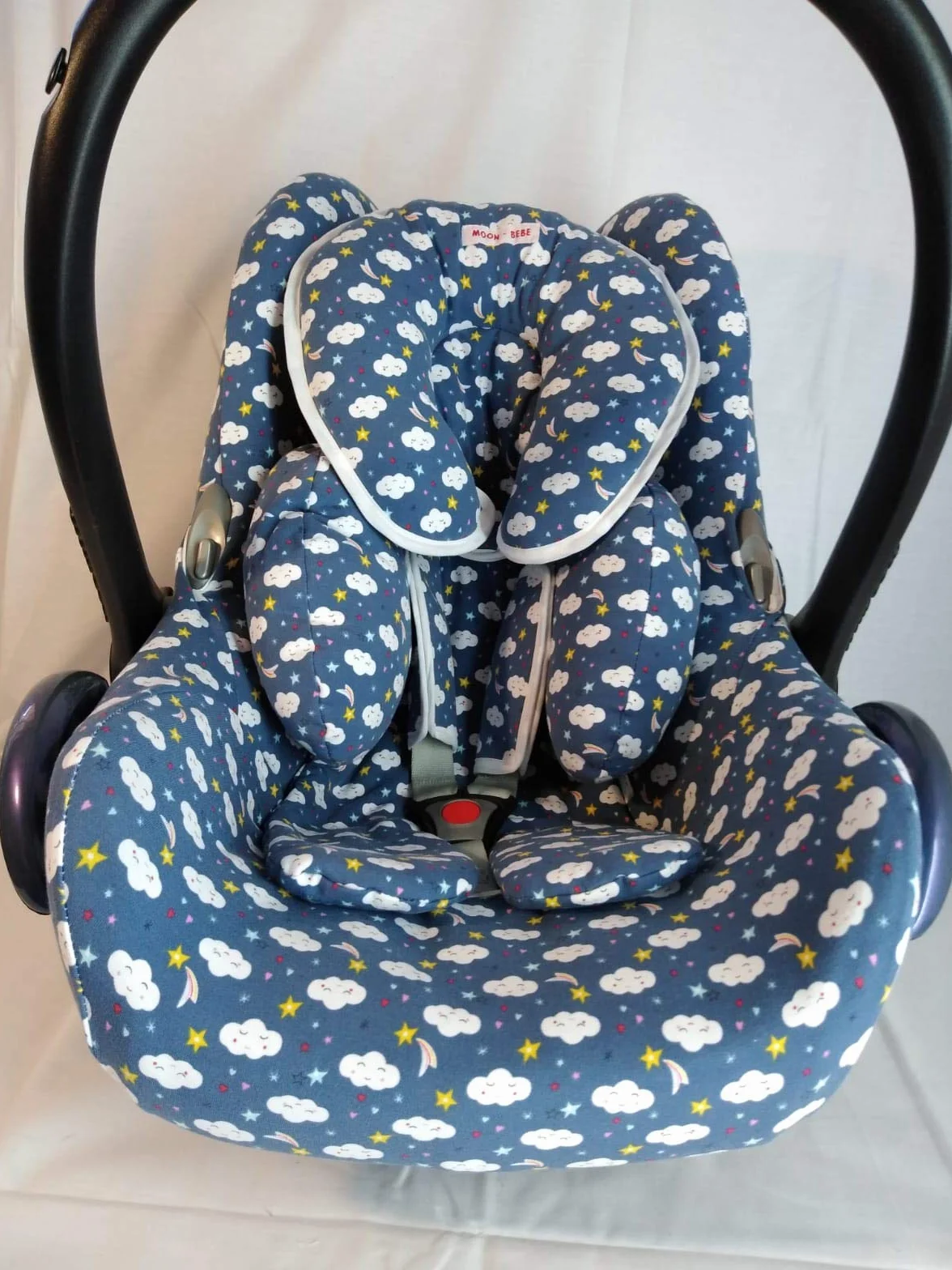MOON-BEBE ridutore antialergico uneversal maxi cosi seggiolino auto e a piedi (BLU)
