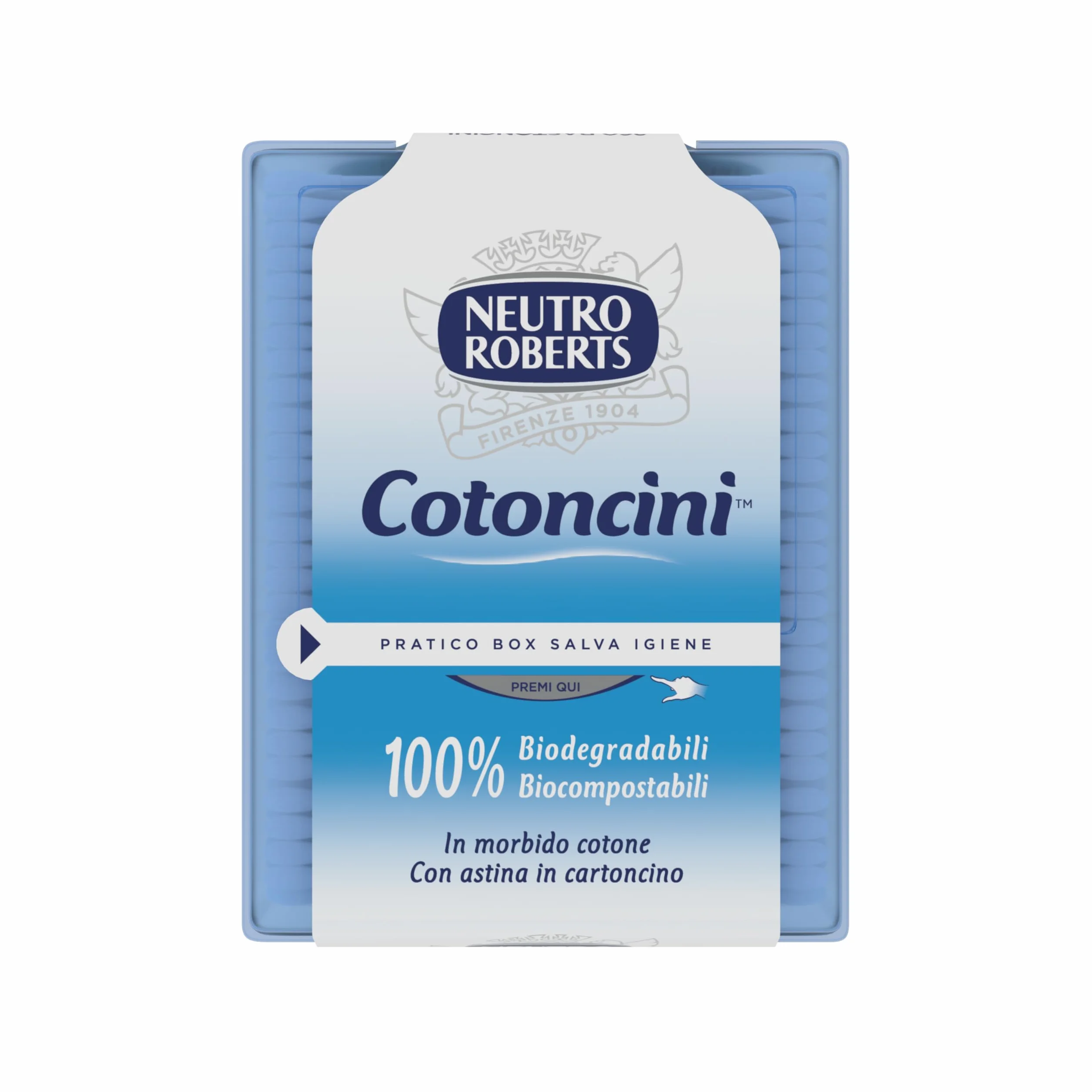 Neutro Roberts - Cotoncini con Box Salva Igiene - Cotton Fioc Morbidi e Biodegradabili con Astina in Cartoncino - Cotoncini con Camomilla, Ideali per Bambini - Confezione da 260 Pezzi