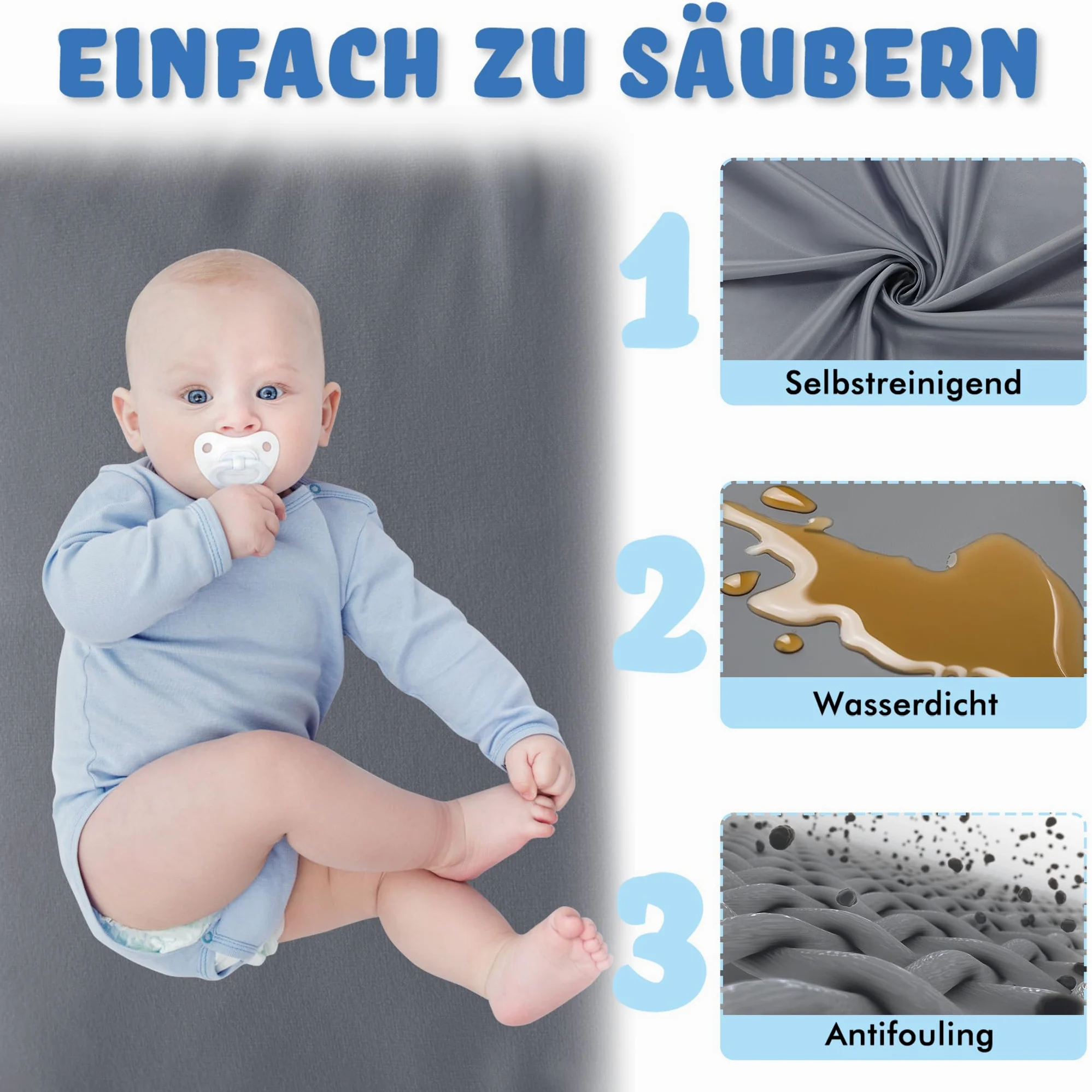 Aufun Box per bambini, in tessuto Oxford 300D, con rete traspirante, chiusura lampo (grigio scuro, 127 x 127 x 68 cm)