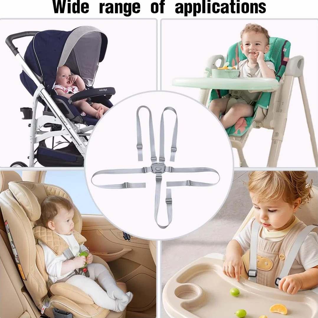 1Pcs Cinture Universali per Seggiolone Cinghie per Seggiolone a 5 Punti, Regolabile Cintura di Sicurezza per Bambini per Seggiolino Cinghie Passeggini per cinghie seggiolone