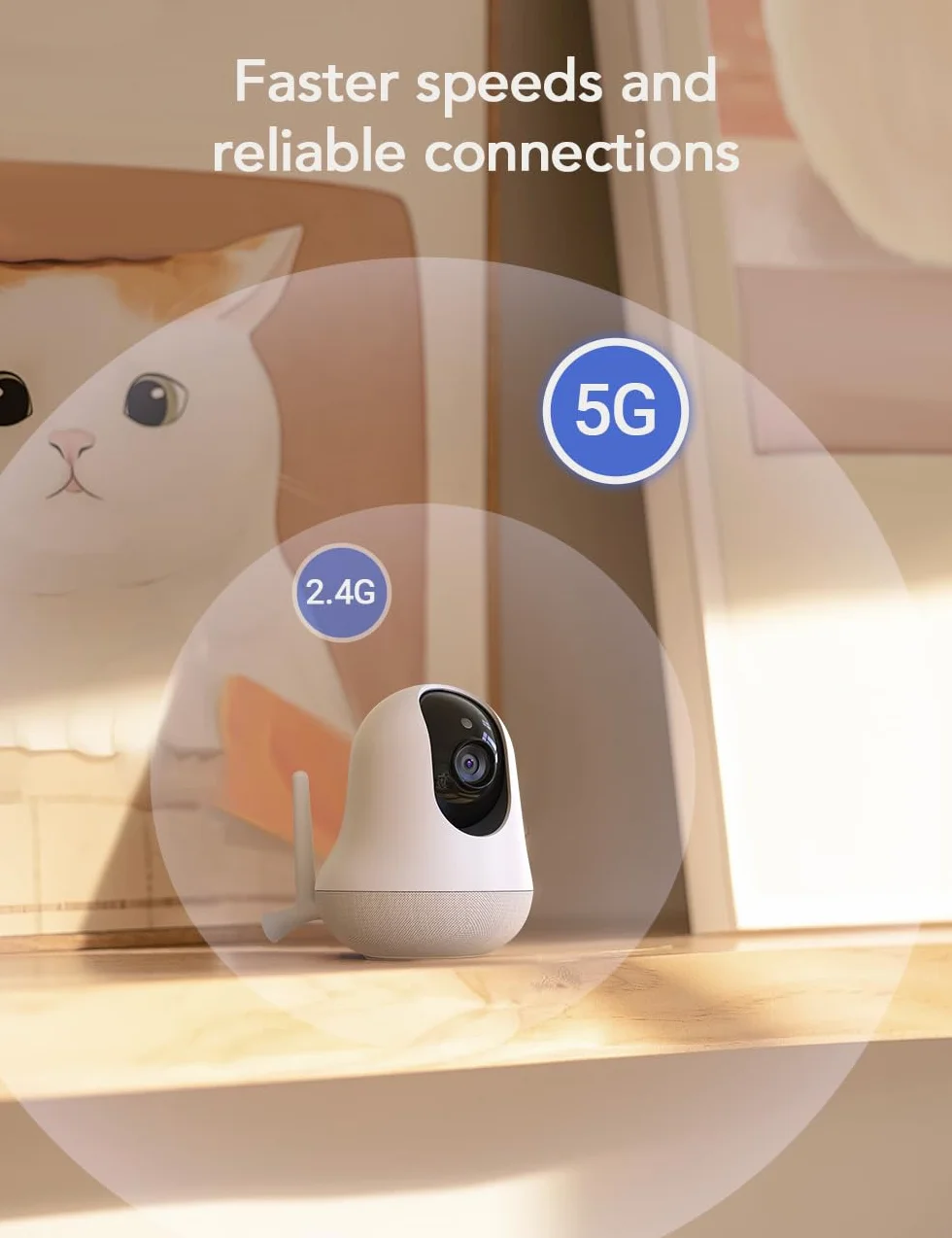 nooie 2K Baby Monitor Video e Audio, 5GHz Telecamera Bambini, Visione notturna, Audio Bidirezionale, Riconoscimento dei Pianti/Suoni e Temperatura, Tracciamento AI del Movimento, Funziona con Alexa