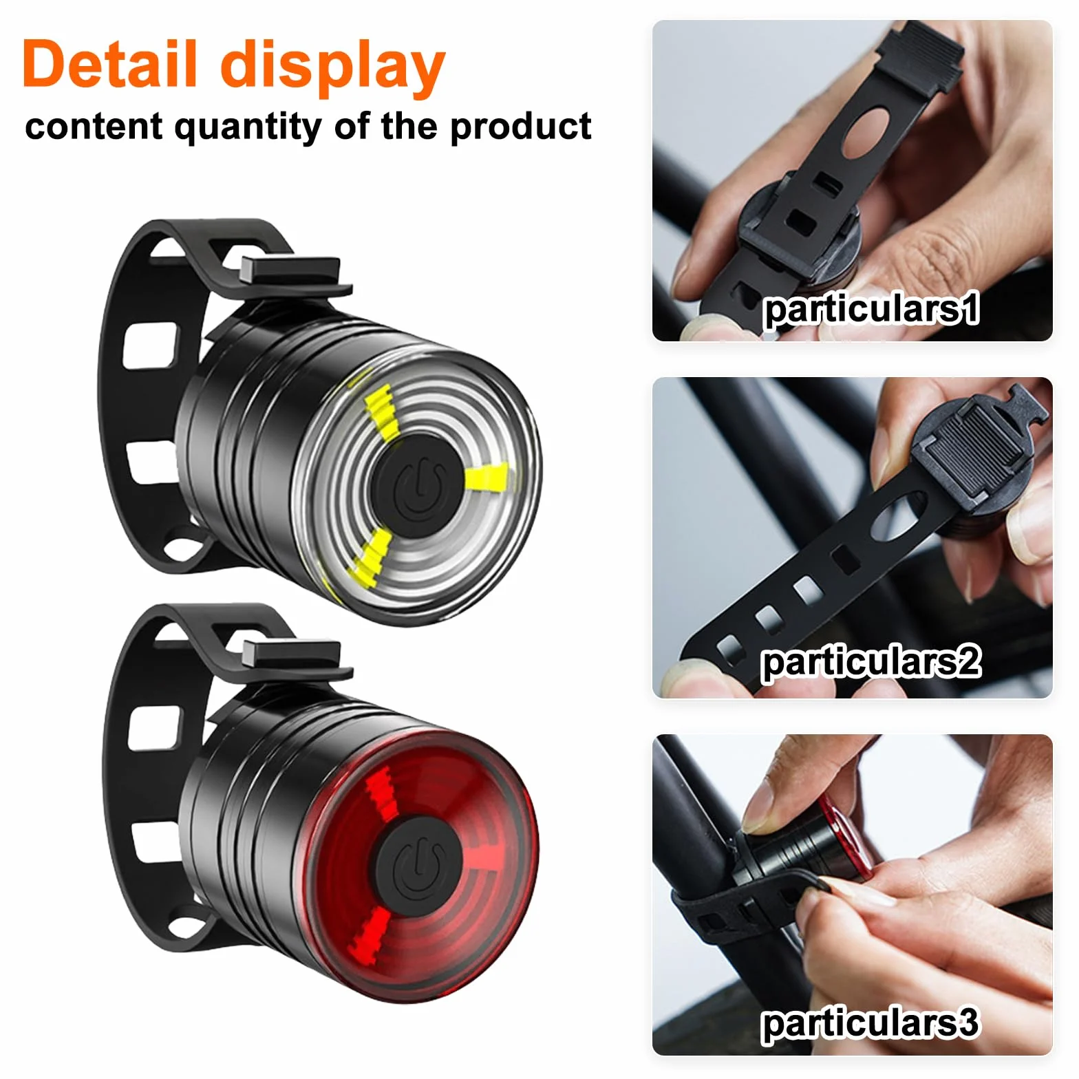 Vegena 6 luci per passeggino, luci a LED per passeggino, luce per passeggino, con 3 effetti di luce, riflettori, impermeabili, lampeggianti per zaino, per esterni, BY-HQY-BBCD-6S