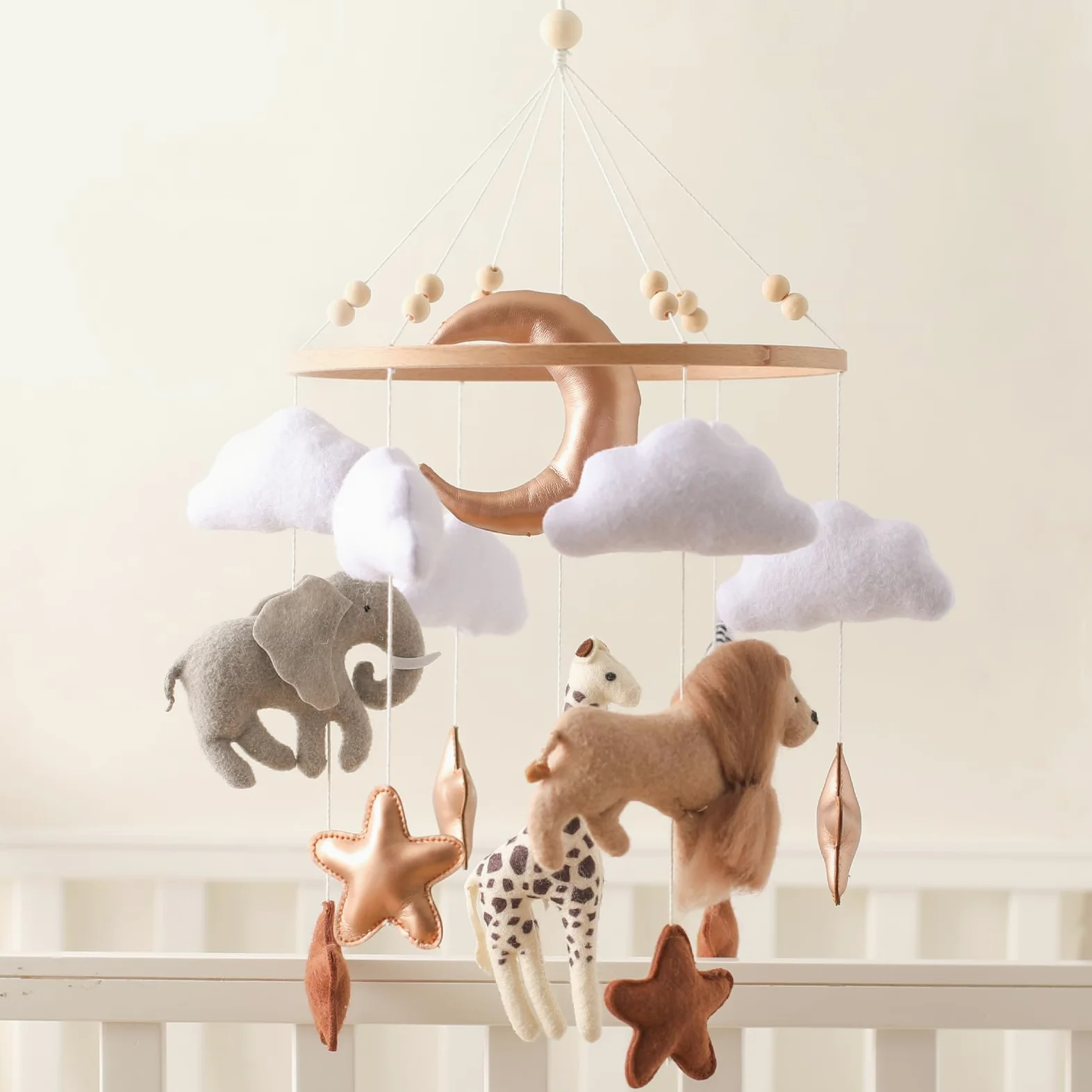 Safari - Giostrina per culla per bambini, realizzata a mano, in feltro, decorazione per la cameretta dei bambini e come regalo per la doccia