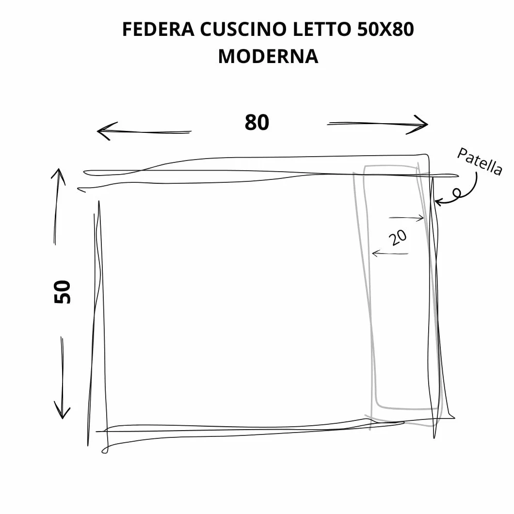 Cuore di lino - Federa letto in puro lino 100% Made in Italy Moderna Bianco Ottico 50x80cm