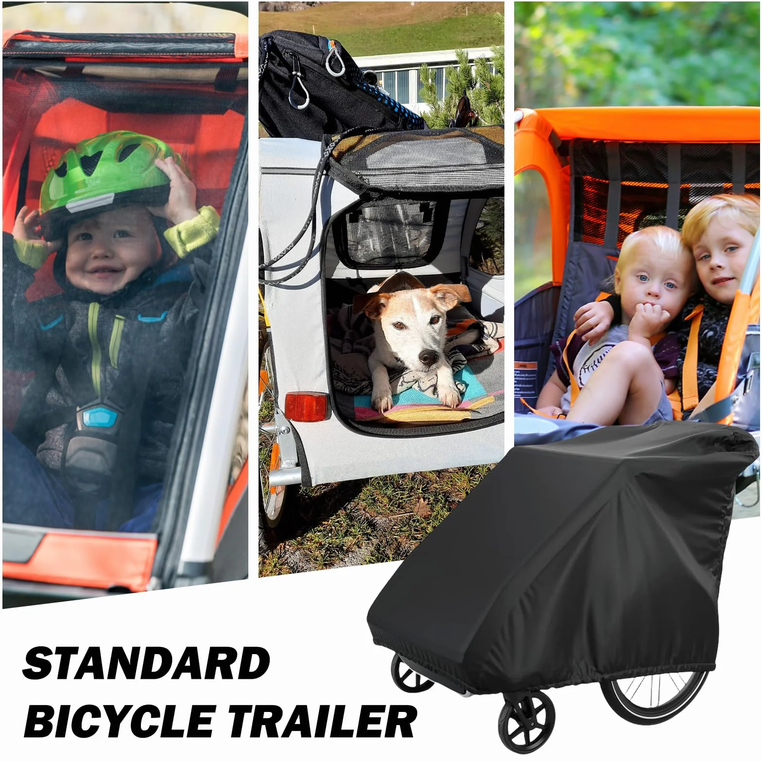 Sporgo Telo di copertura pieghevole per rimorchi di biciclette: impermeabile, protezione UV, copertura per rimorchio per bicicletta, 420D Oxford, accessorio per rimorchi per cani (140 cm x 99 cm x 84