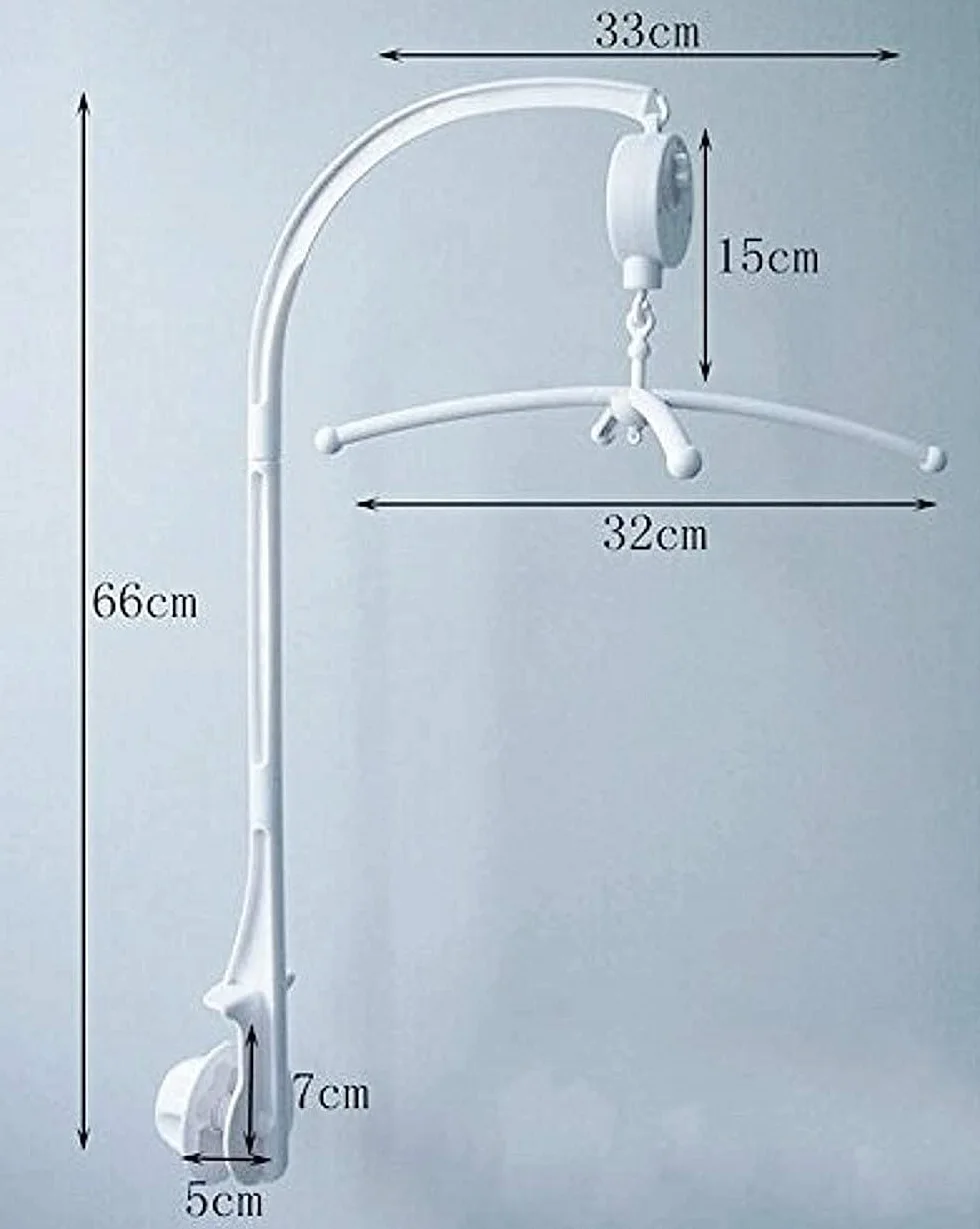 JZK Giostrina culla neonato musicale giostrina lettino con musica wind up carillon + porta giocattoli + braccio, Rotazione automatica Senza batteria