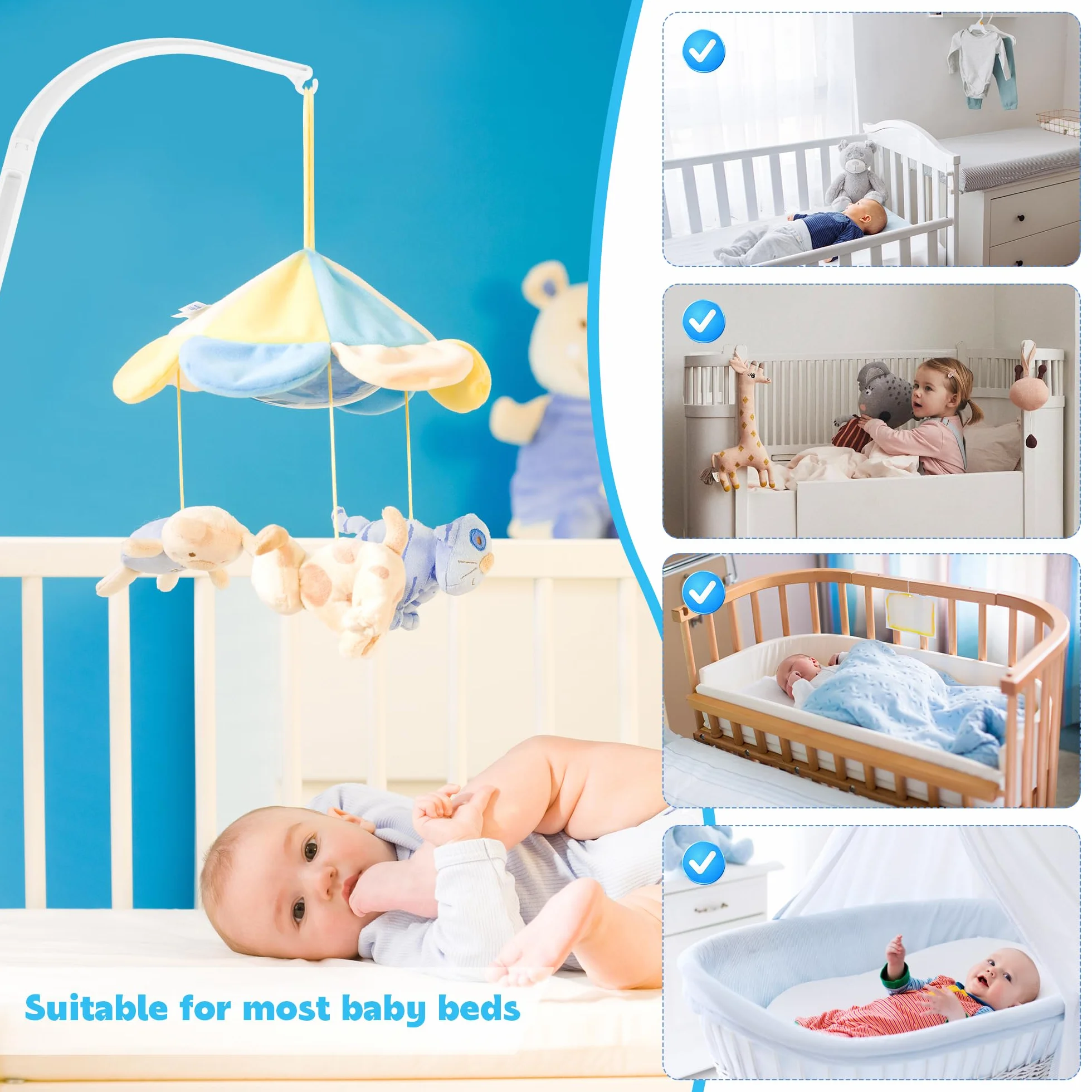 Culla Braccio Mobile, Supporto Giostrina Lettino, Supporto per Culla per Neonati per Decorazione Giocattolo fai da te
