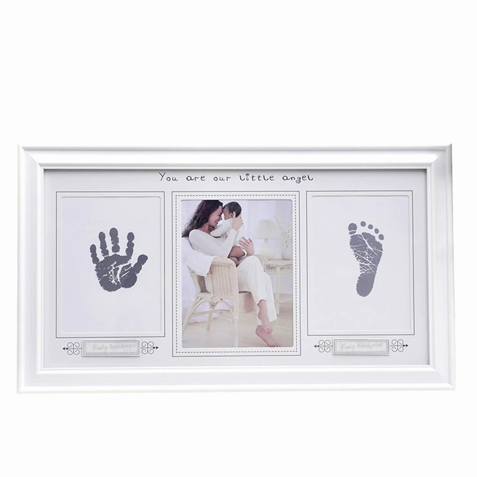Cornice per impronte Bambino e Neonato Kit Impronta per Mani e Piedi del Neonato - Cornice per foto a inchiostro Porta Bracciali di Nascita Portafoto Regalo perfetto per bambini #5