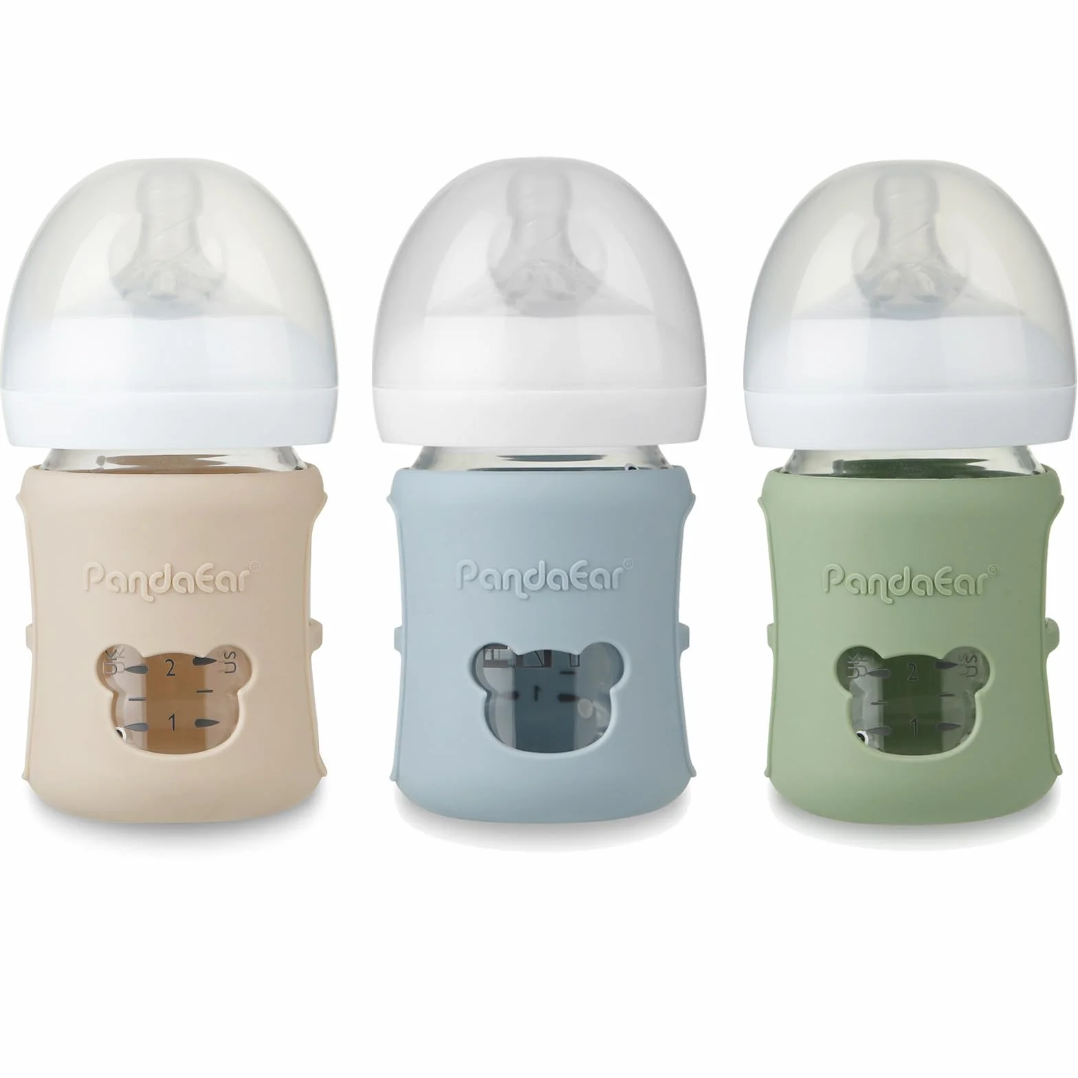 PandaEar Set Da 3 Manicotti In Silicone Per Biberon In Vetro Philips Avent Natural Da 120 ml, Antiurto E Resistenti Al Calore, Senza BPA