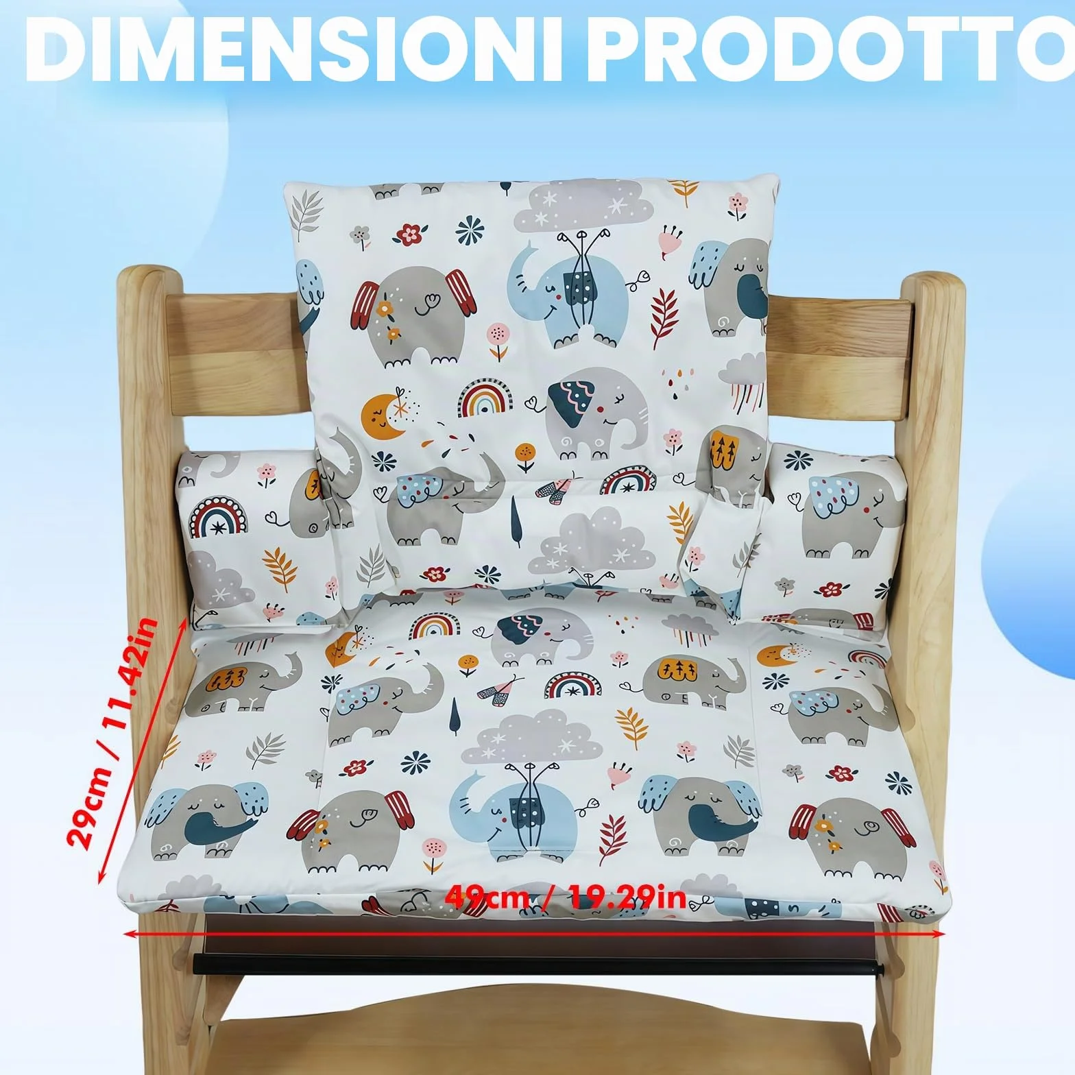 Cuscino per Seggiolone per Bambini per Stokke Tripp Trapp, Set di 2 Cuscini Impermeabili per Seggiolone, Cuscino Seduta Morbido Rimovibile per Neonati, Facile da Pulire, Facile da Fissare