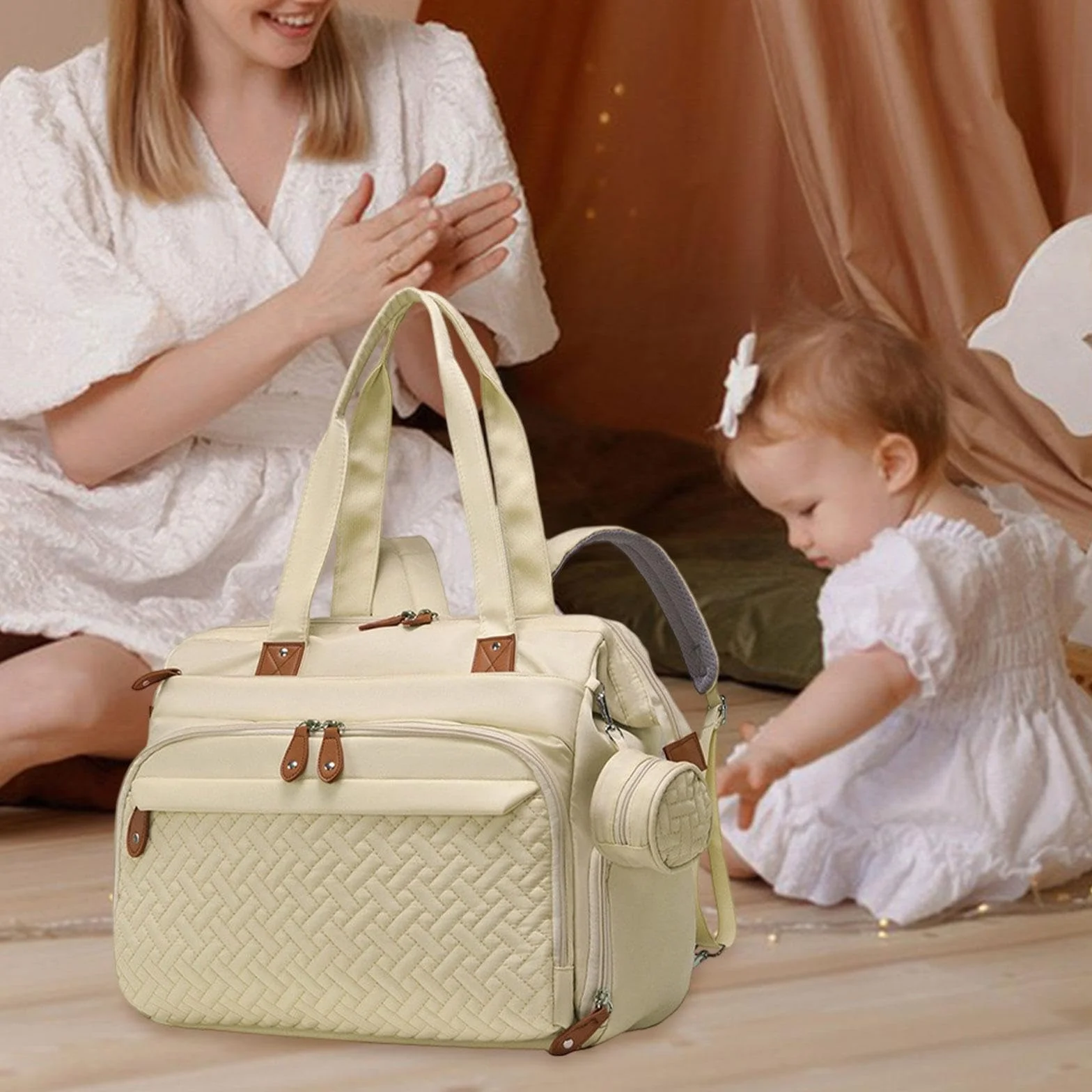 DuskHaven Zaino Fasciatoio con Scomparto per Scarpe, Zaino Allattamento, Custodia per Ciuccio per Donne, per Attività All'aperto, per Papà, Cachi, Taglia unica bambino