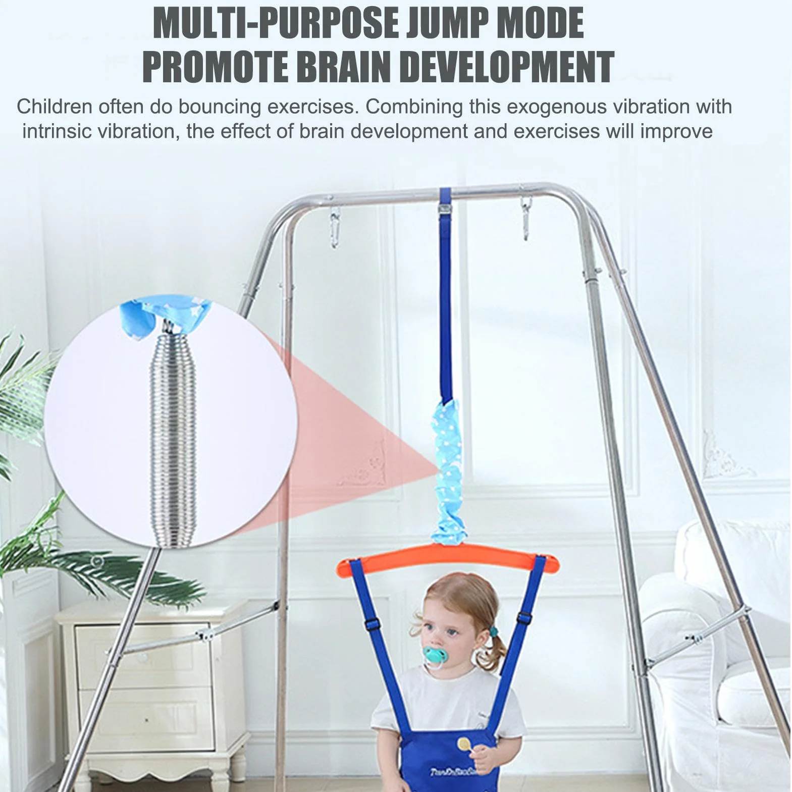 Baby Doorhoper senza cornice di ferro Swing rimbalzante con un morsetto per telaio per porte sicuro e stabile | Facile da allestire baby prelenatori per bambini attivi adatti per all'interno e all'est