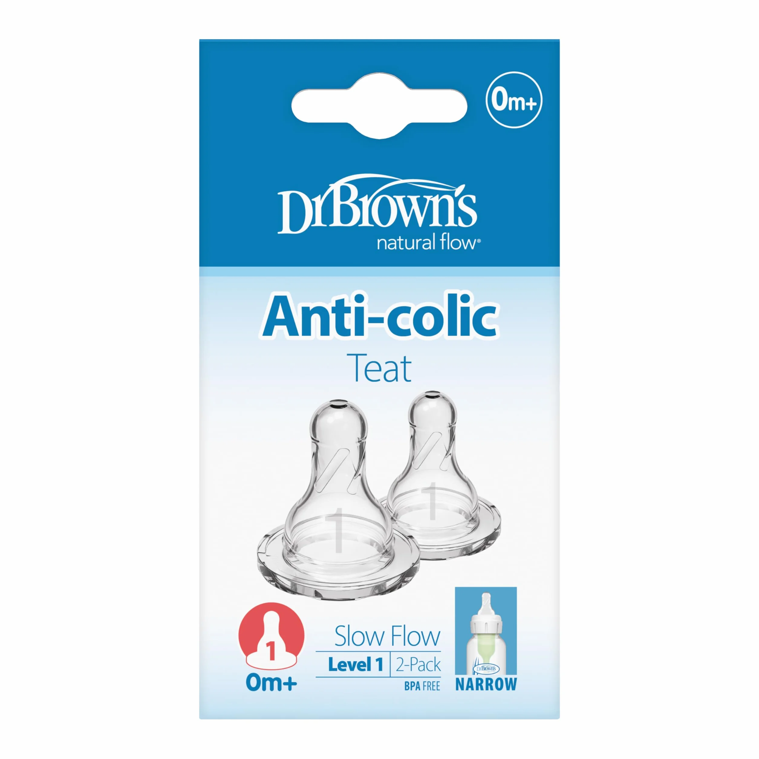 Dr Brown 's Options – Tettarella bocca stretta +0 meses trasparente
