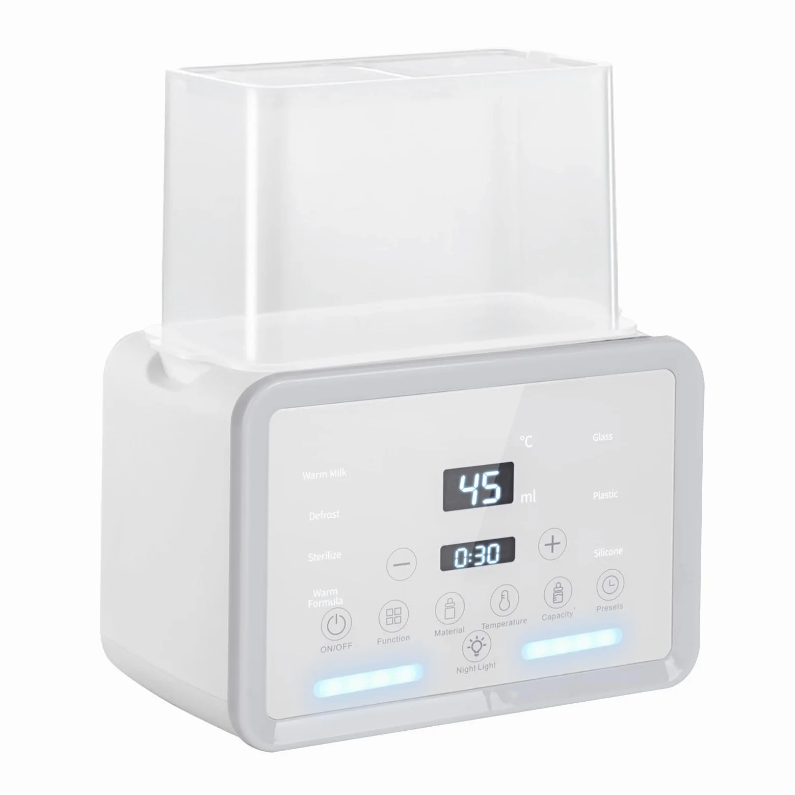 Scaldabagni e sterilizzatori 7 in 1, scaldabiberon riscaldato, con display LCD e controllo preciso della temperatura (bianco)