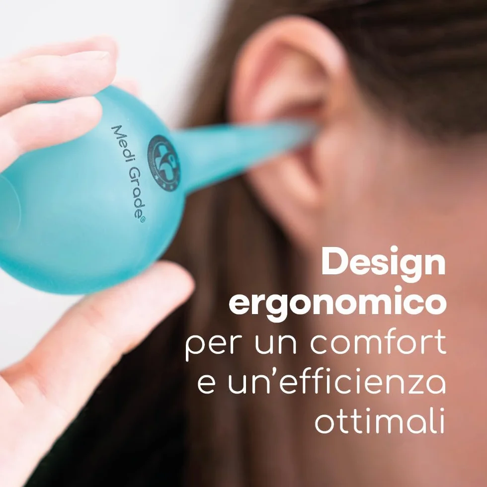Kit Pulisci Orecchie da 75ml, Kit per Pulizia Orecchie con Punta a Getto Quadruplo, Kit Togli Cerume Orecchie con Siringa a Bulbo, Siringhe Auricolari