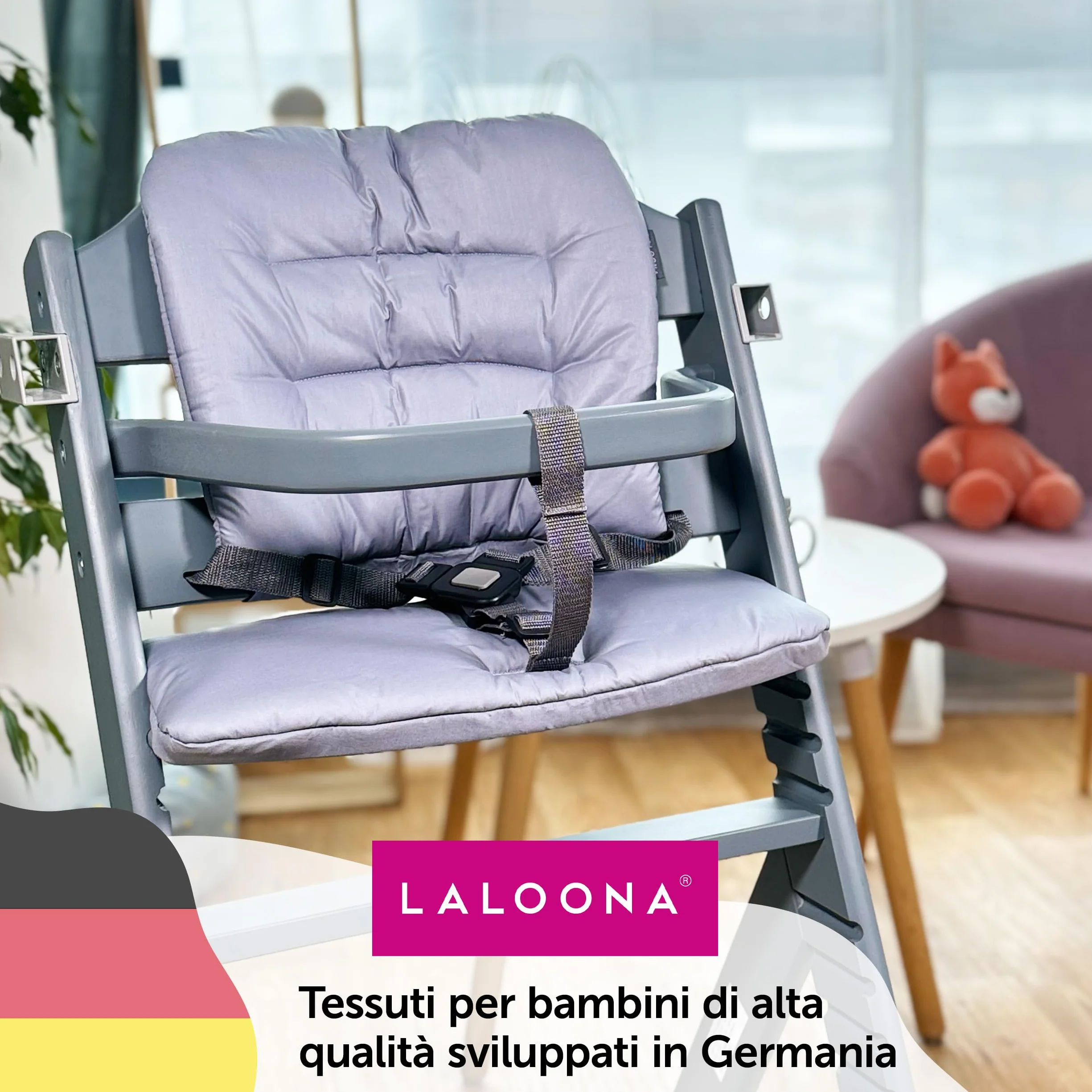 LaLoona Cuscino Seduta Seggiolone Pappa Per Safety 1st/Bebeconfort Timba - Cuscino Seggiolone Pappa Bimbo 2 Pezzi, OEKO-TEX Standard 100, Lavabile in Lavatrice - Grigio