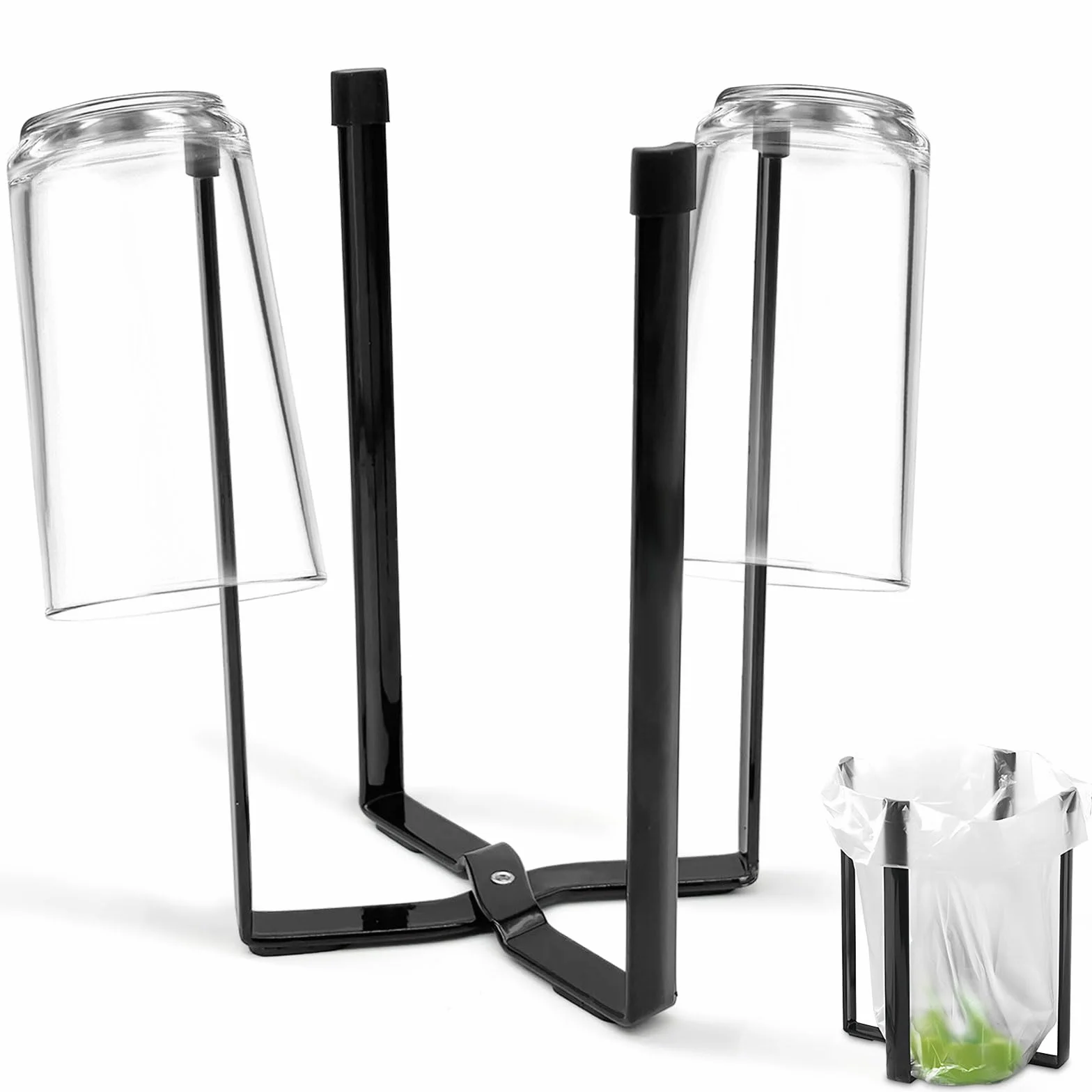Scolabottiglie per Borracce,Portabottiglie Scolabottiglie Pieghevole, Scola Borracce, Metallo Scola Bottiglie, Scolabiberon per Cucina Sacchi Spazzatura, Supporto Sacco Spazzatura Piccolo, 21.5 cm