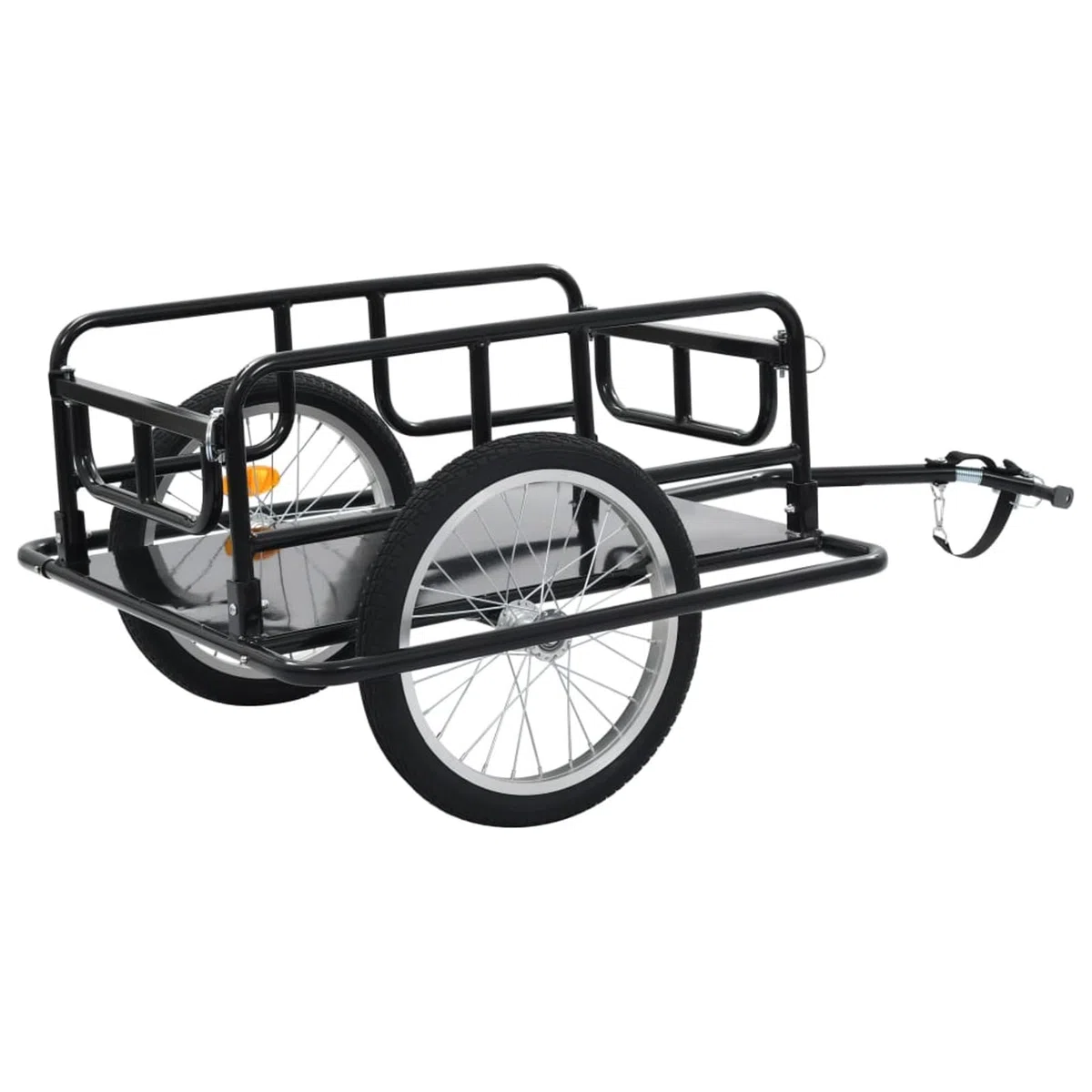 Rimorchio Bici 130x73x48,5cm in Acciaio Nero,Articoli Sportivi,Ricreazione all'aperto,Ciclismo,Accessori per Biciclette,Rimorchi per bicicletta-91770