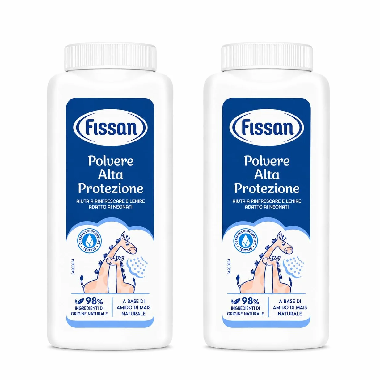Polvere Alta Protezione – Talco Protettivo per Neonati e Bambini – Con Amido di Mais Naturale e Ossido di Zinco – Aiuta a Lenire e Assorbire l'Umidità – Pelle Delicata - 2 Unita da 200g