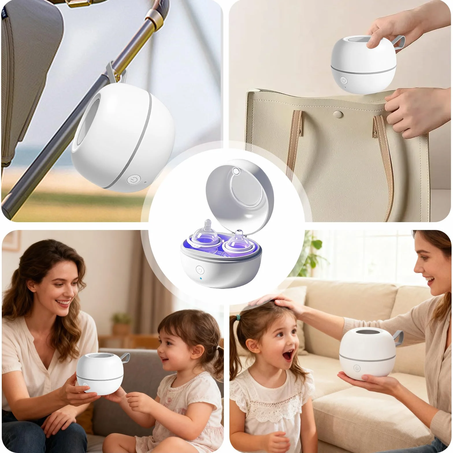 Sterilizzatore per ciuccio: sterilizzatore per ciuccio UV, ciuccio sterilizzatore, 99,99% germicidio in 3 min, ricaricabile USB-C, per tettarelle, piccole parti, lavoro tranquillo, sicuro da