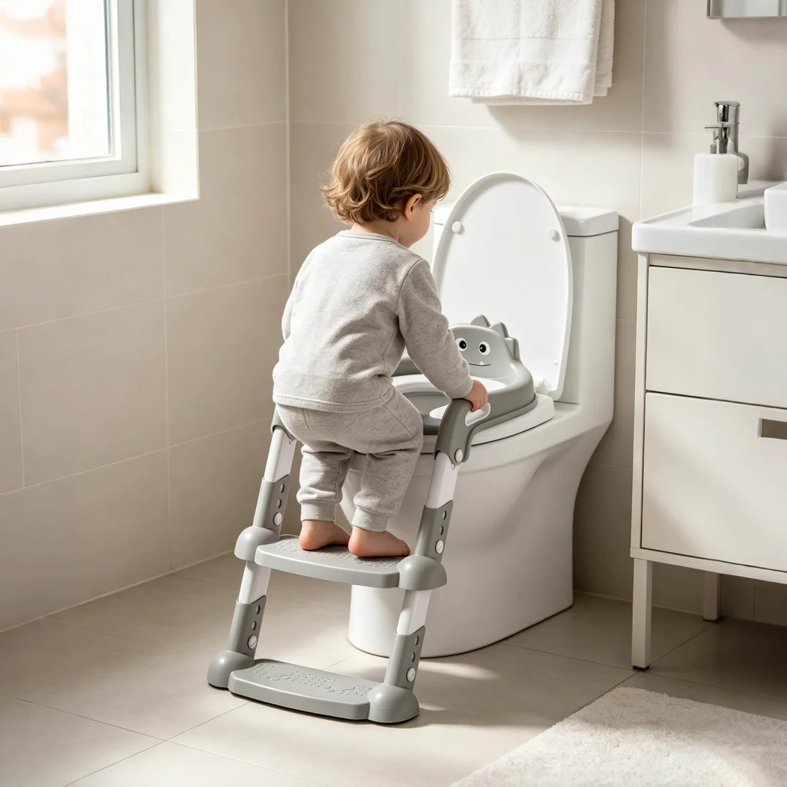 Seggiolino Per Addestramento Al Vasino Sedia con il gradino regolabile in | Seggiolino da addestramento al vasino con scaletta Per Ambiente Domestico Bagno Bagni Pubblici Sc