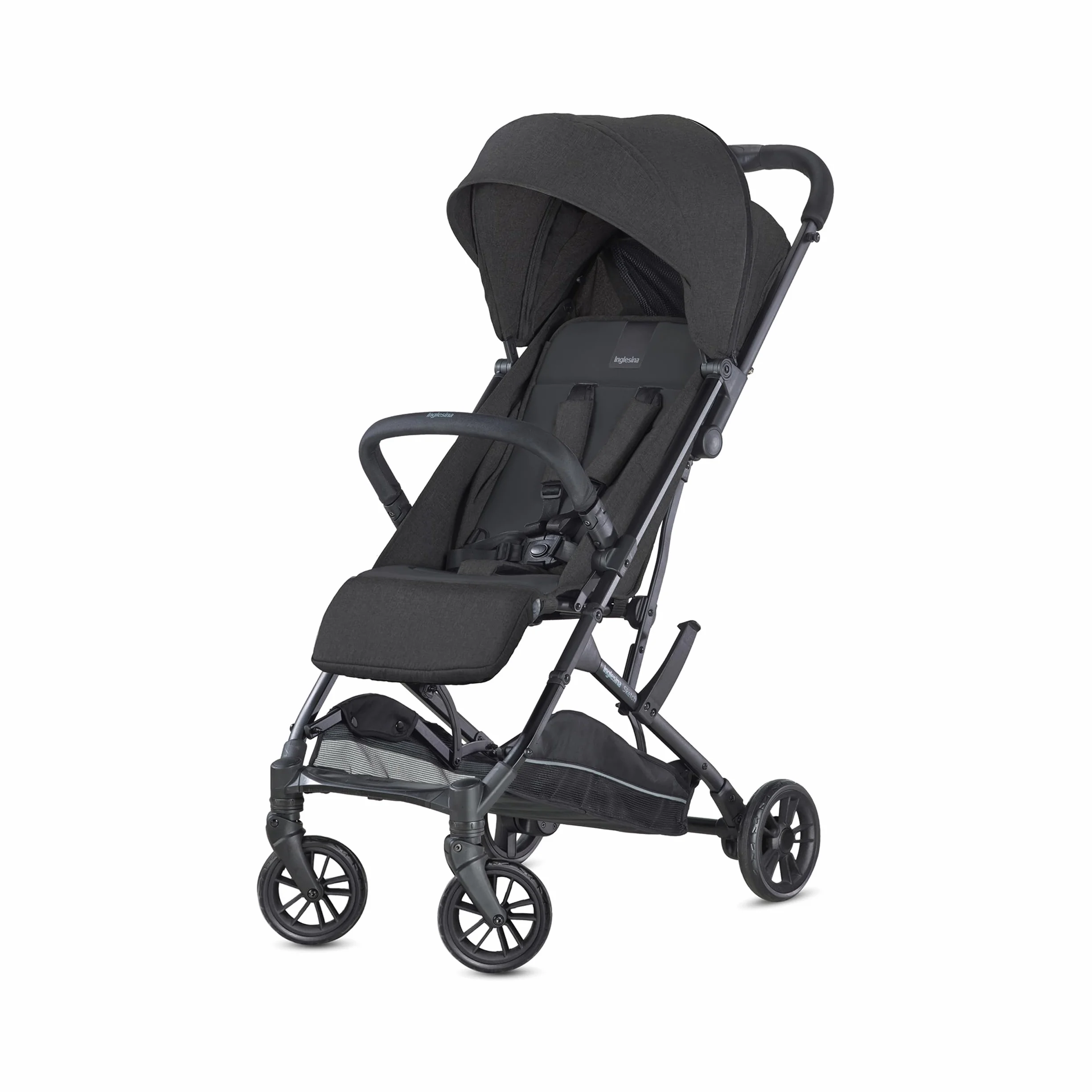 Inglesina Sketch Passeggino Leggero e Compatto, Nero, Confortevole, fino a 17kg, Chiusura una Mano, UPF 50+