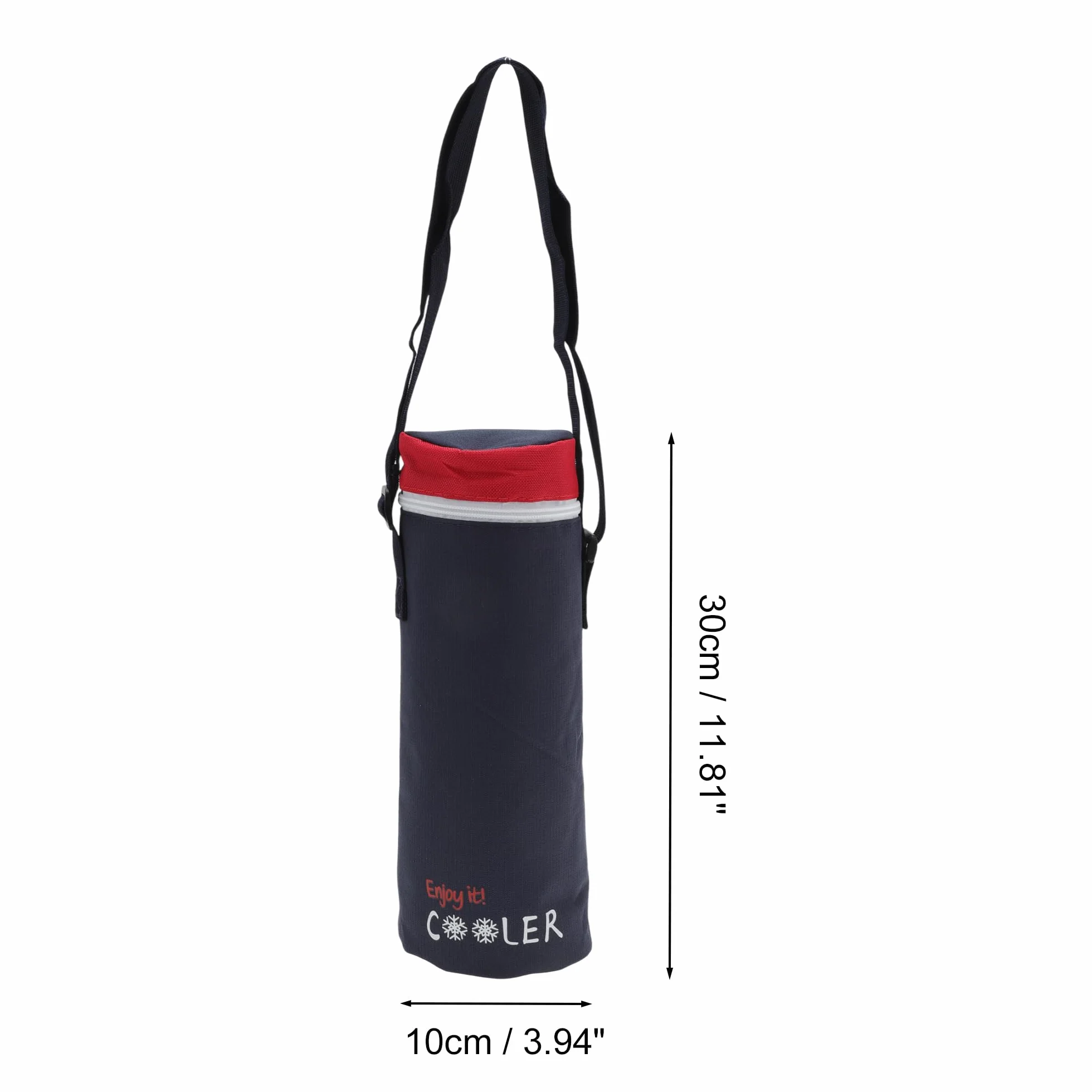 Borsa Isolante per Bottiglia d'Acqua in Tessuto Oxford Cotone Perlato Pellicola in Alluminio Portatile Antiurto con Tracolla Regolabile, 30x10cm, Rosso Blu Scuro