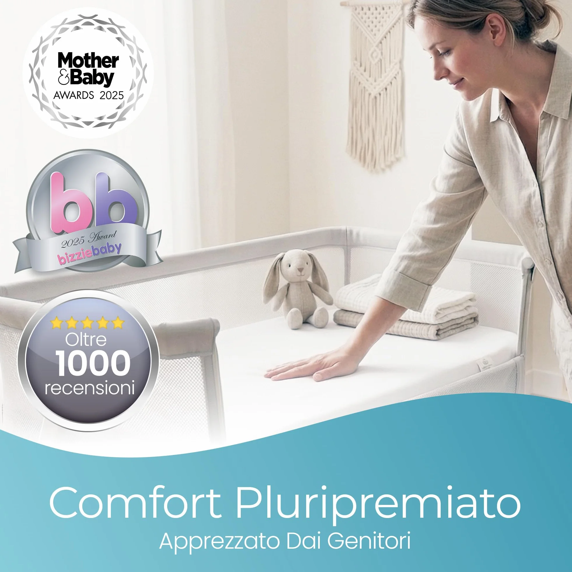 Lenzuola Next To Me 51x85 – Set Di 2 Pezzi Colore Bianco Lenzuolo Angoli Next To Me in 100% Cotone Biologico - Elasticizzate e Ultra morbide