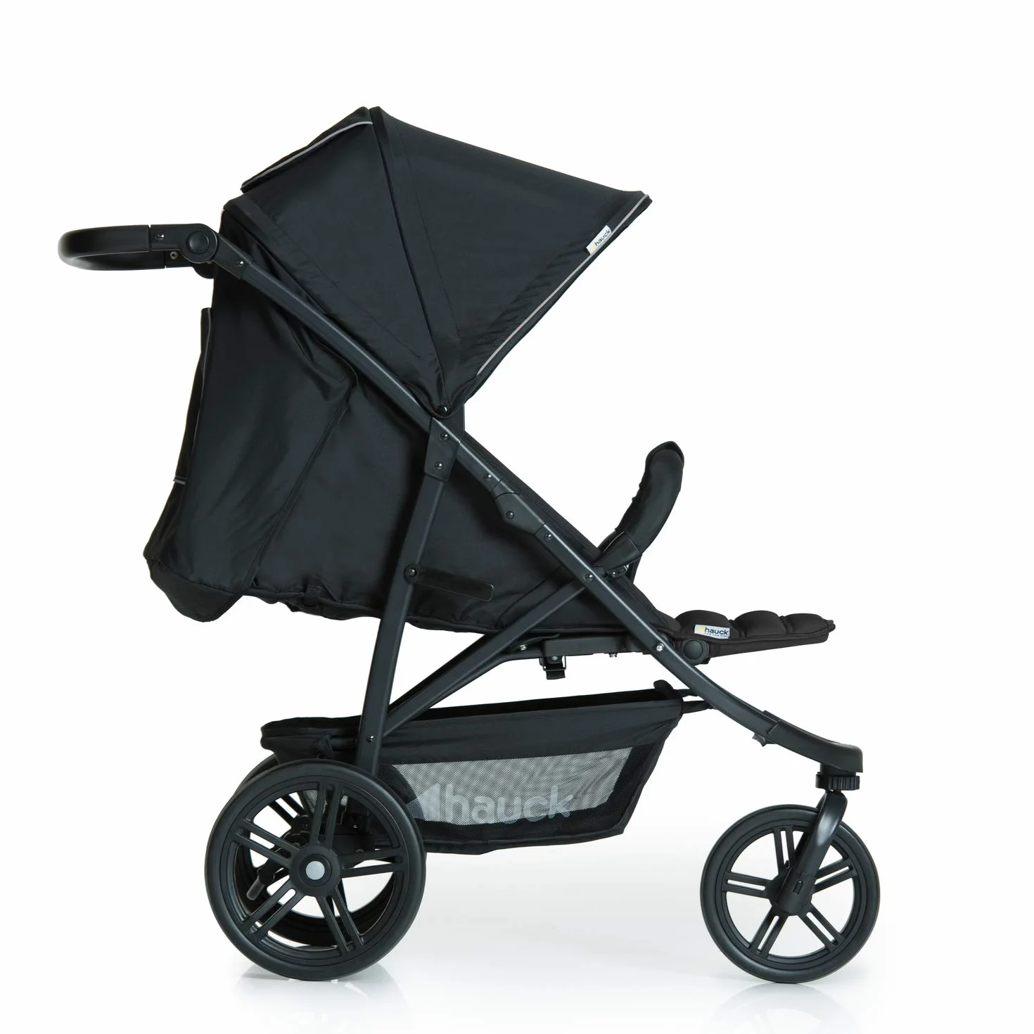 Hauck Passeggino Tre Ruote Rapid 3 per Bebè e Bambini dalla Nascita, Posizione Nanna, Portata 25 kg, Pieghevole Compatto, Regolabile in Altezza, Grandi Ruote, Grande Cesto, Nero
