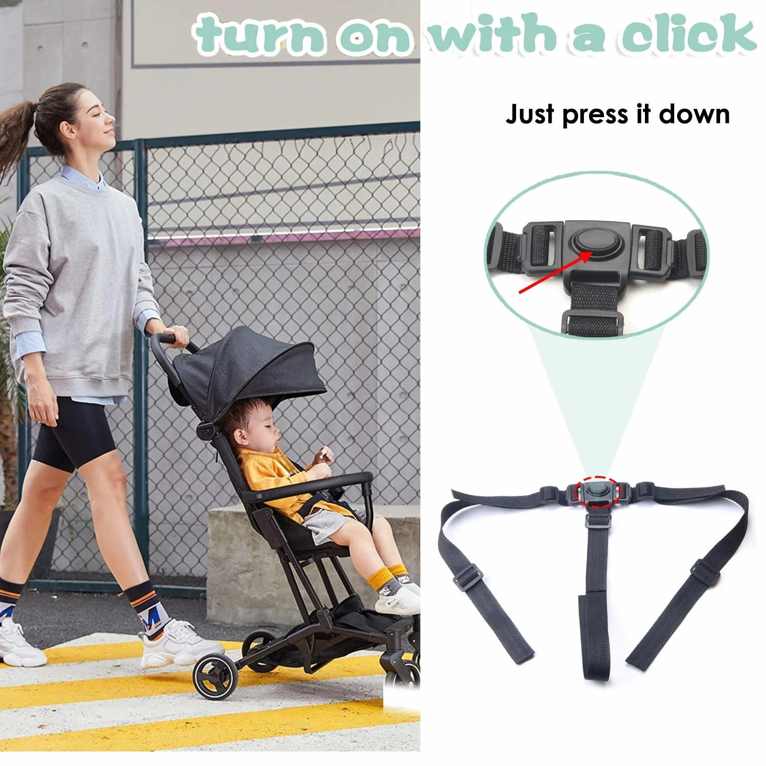 Cinture Passeggino Universali, Seggiolone Cintura Imbracatura di Sicurezza per Bambini, Passeggini Cintura Seggiolone a Regolabile Cinghie Universale per Auto Carrozzina Seggiolon (Tipo a 3 punti)
